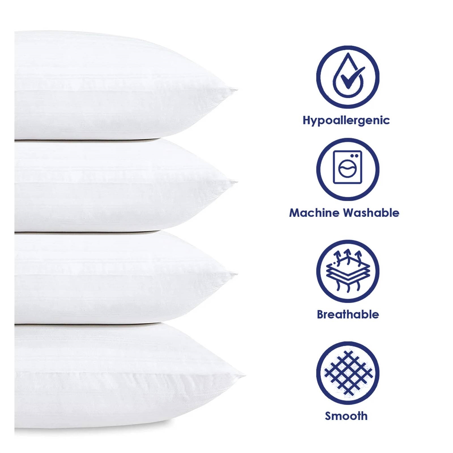 Set of 4 - Standard size Down Alternative Pillows - Machine Washable