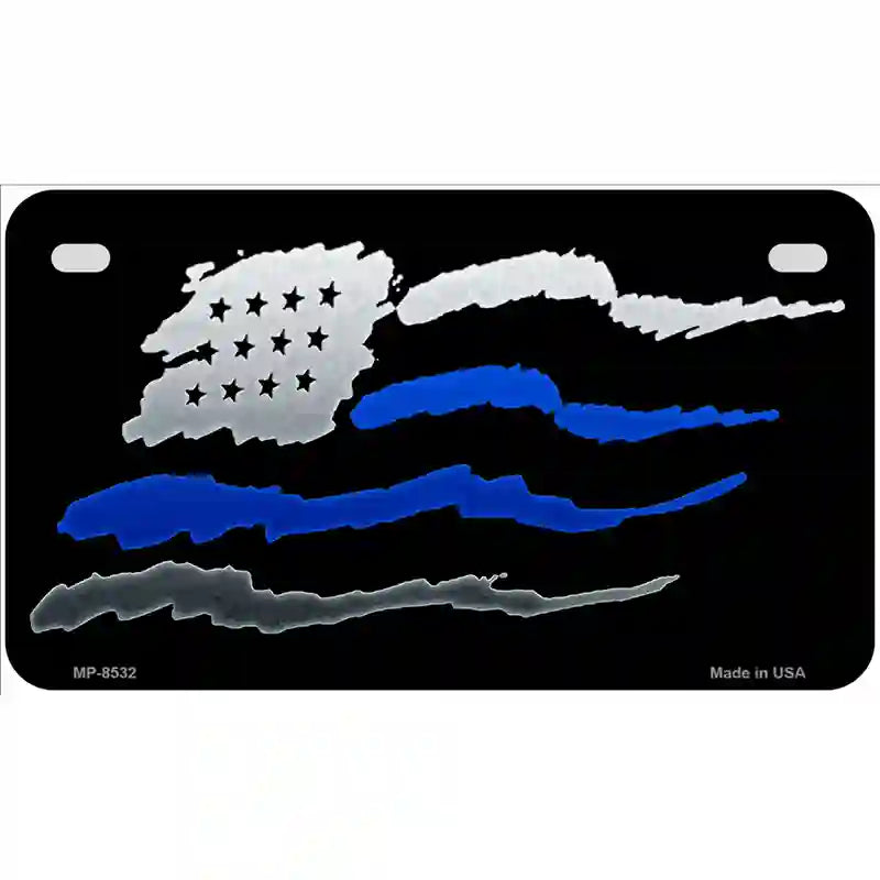 American Flag Thin Blue Line Metal Novelty License Plate - Picture 7 of 15