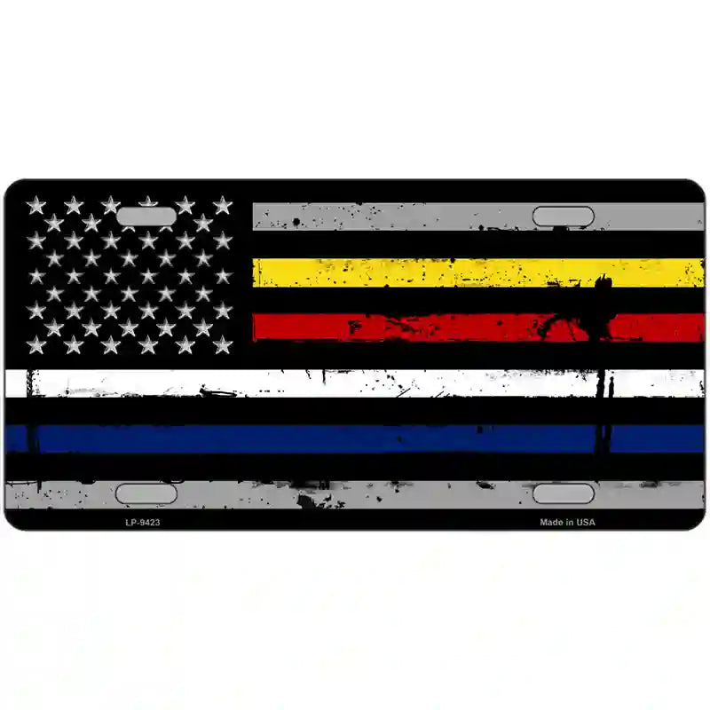 American Flag Police / Fire / EMS Novelty Metal License Plate - Picture 7 of 10