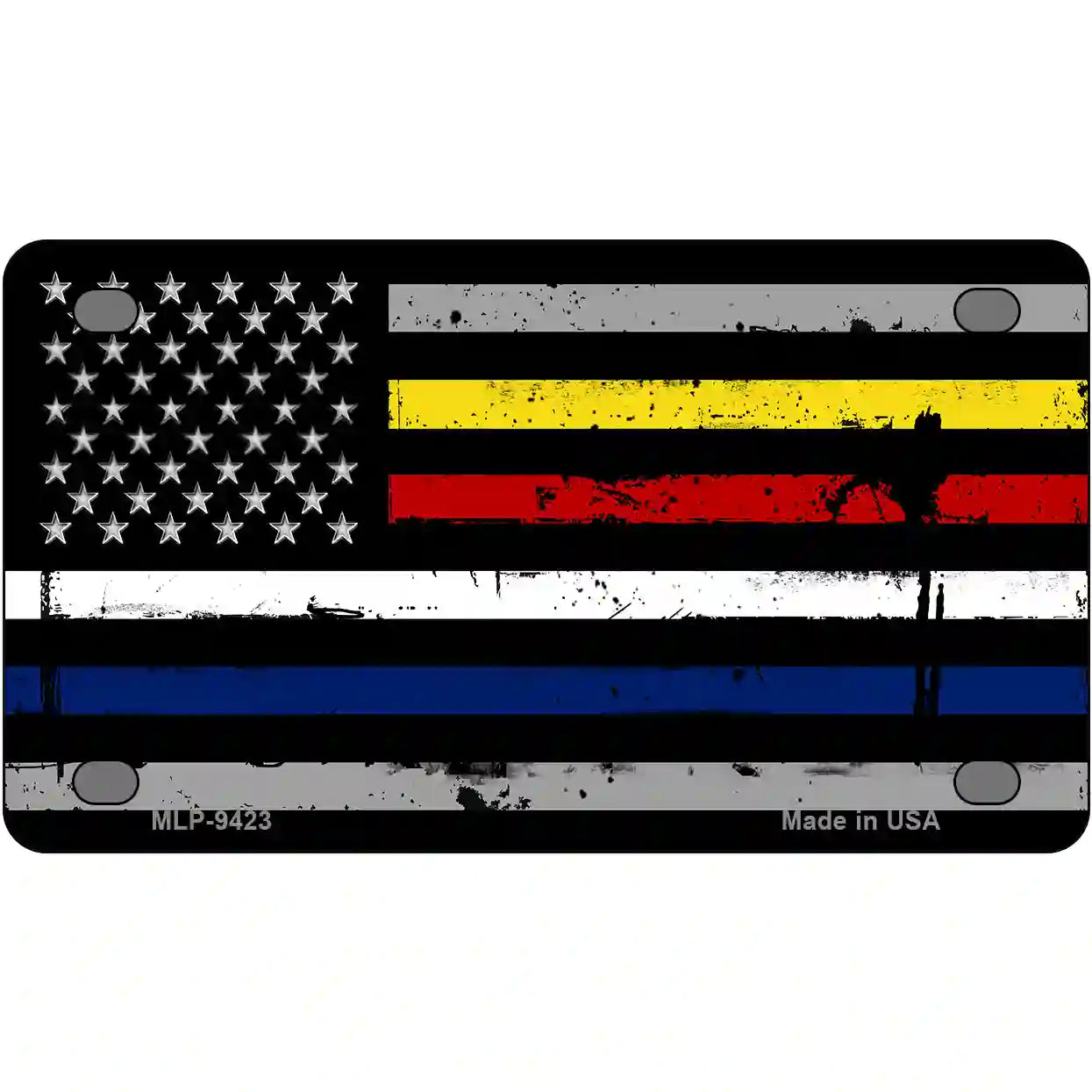 American Flag Police / Fire / EMS Novelty Metal License Plate - Picture 9 of 10