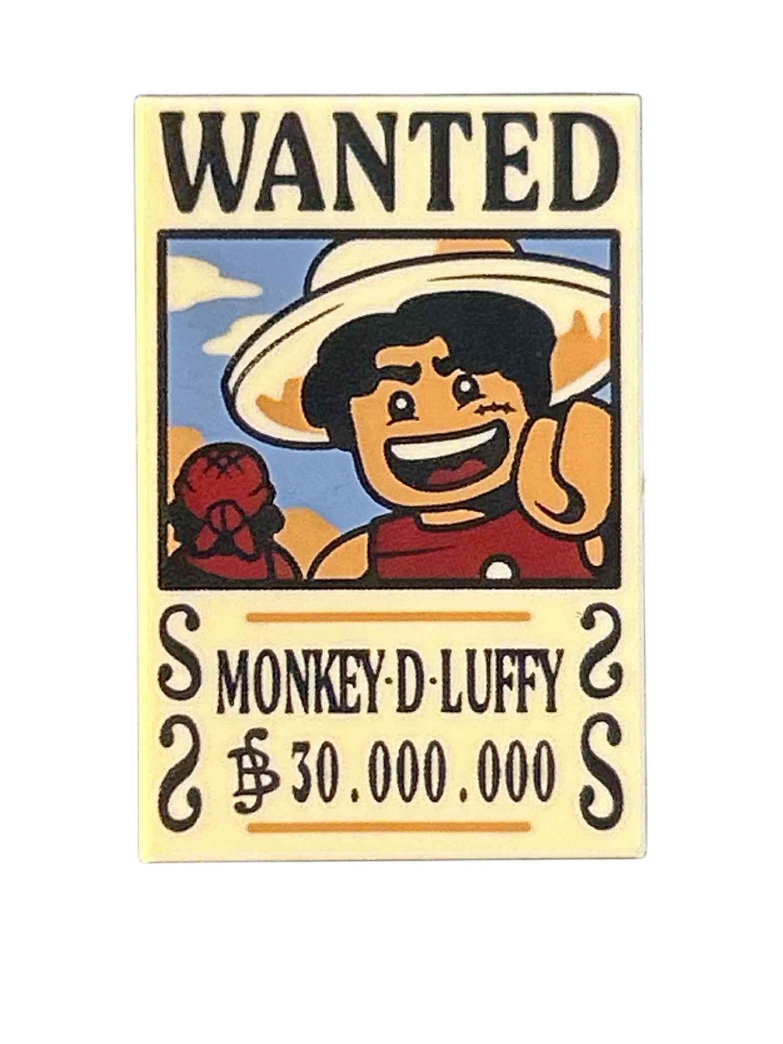 LEGO One Piece Monkey D Luffy Wanted Poster Printed Tile Lego Part