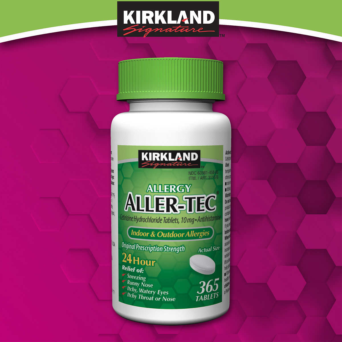 Kirkland Signature Allergy AllerTec, 10 mg, 24 Hour Relief 365
