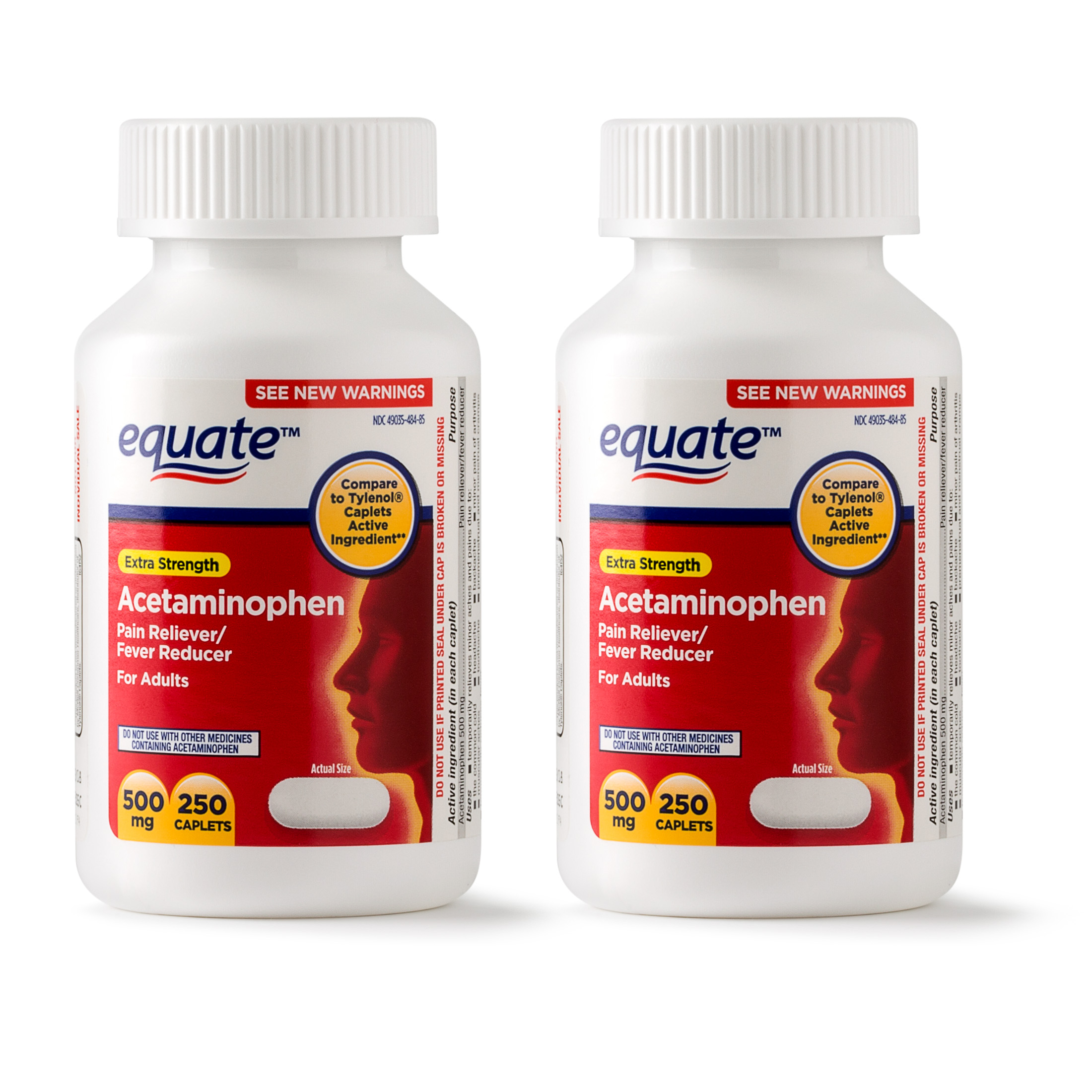 Equate Extra Strength Acetaminophen Caplets, 500 mg 500 Count (2 x