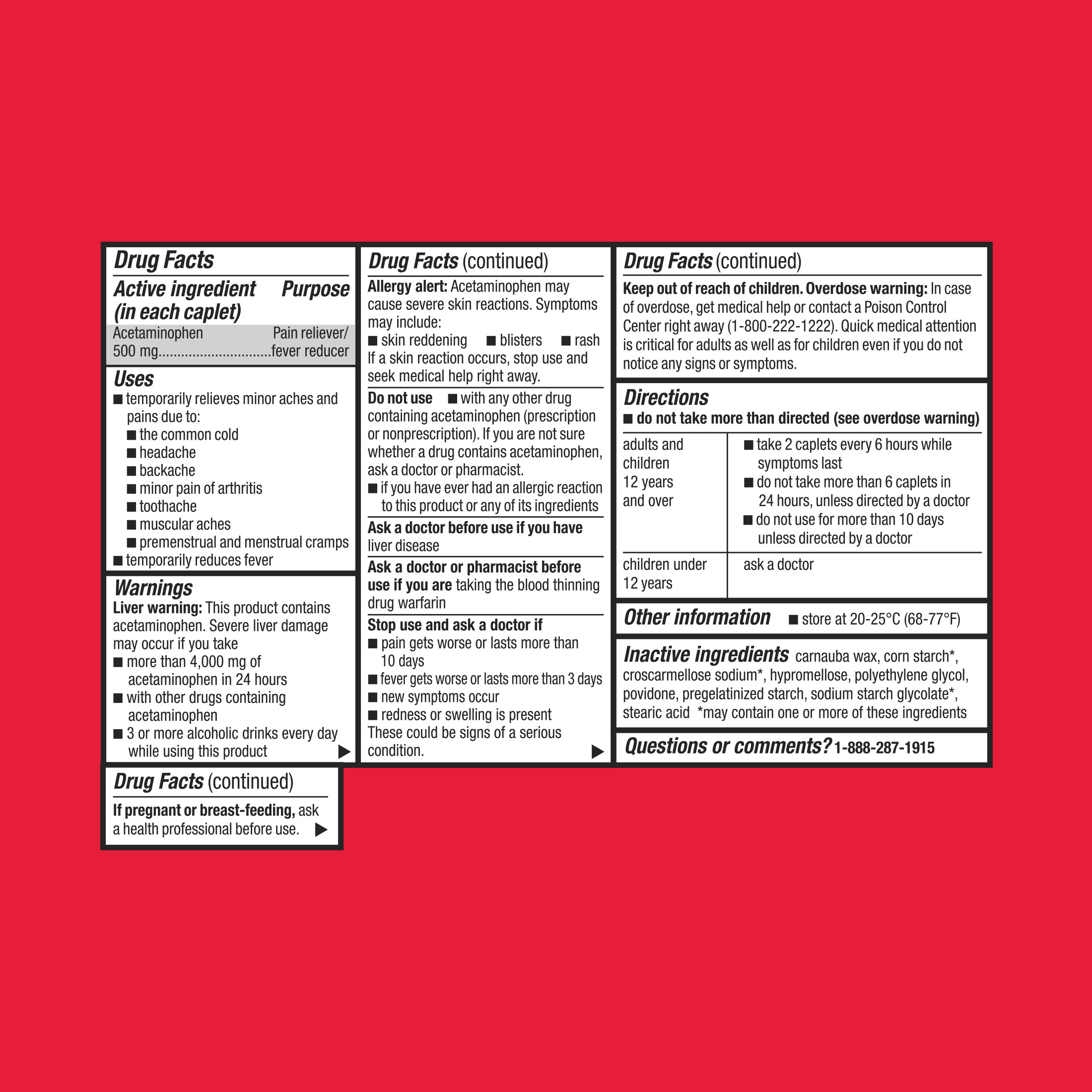 Equate Extra Strength Acetaminophen Caplets, 500 mg 500 Count (2 x