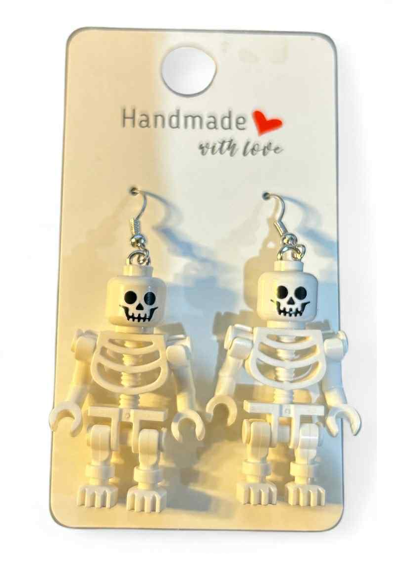 Halloween Earrings Skeleton, Spider, Pumpkin Eyeball Earrings made with Lego