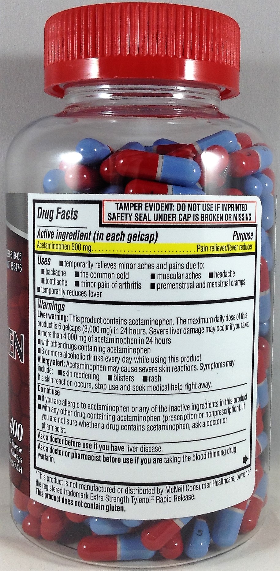 2 Pack Kirkland Extra Strength Rapid Release Acetaminophen 500 mg 400