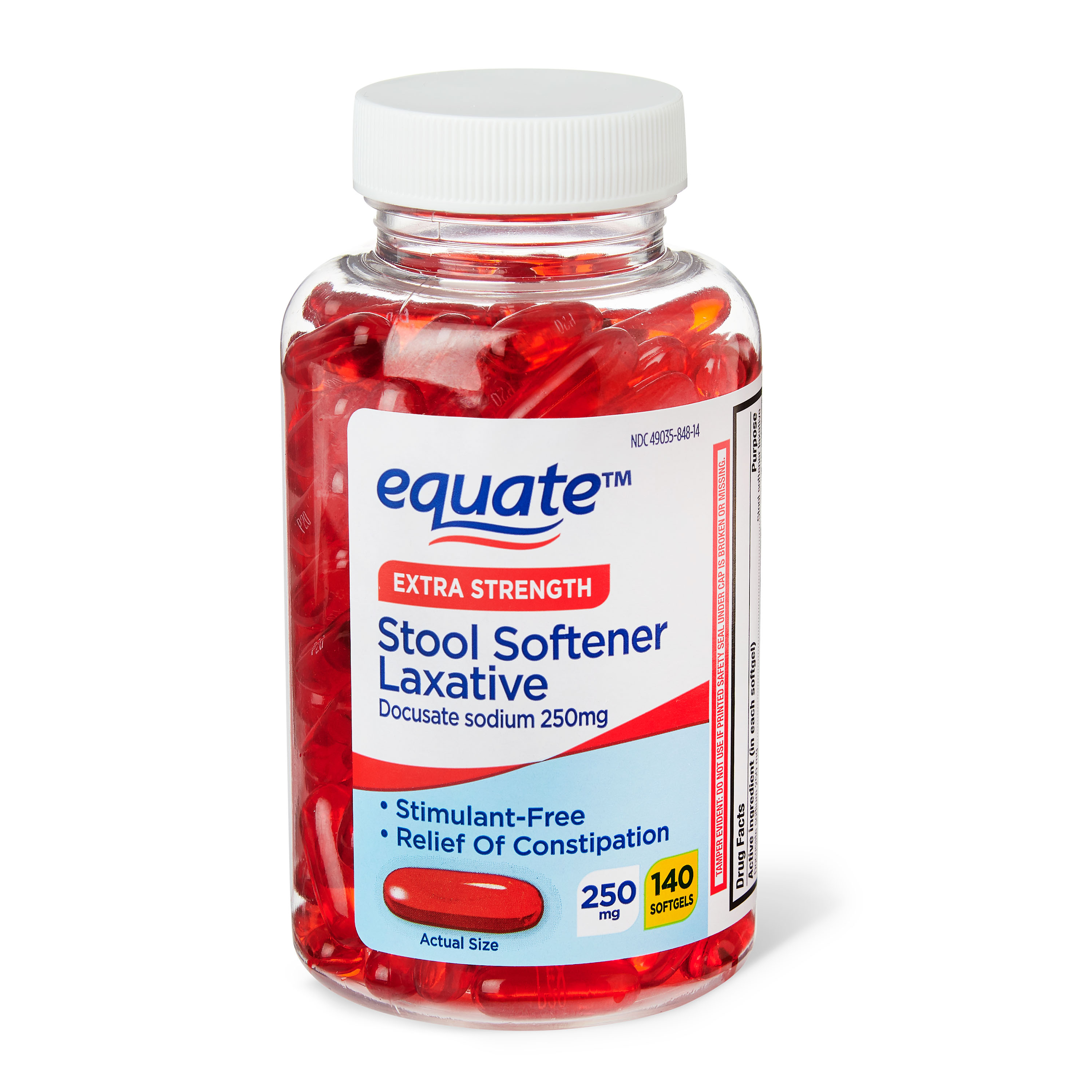 Equate Extra Strength Stool Softener Docusate Sodium, 250 mg - 140 ...