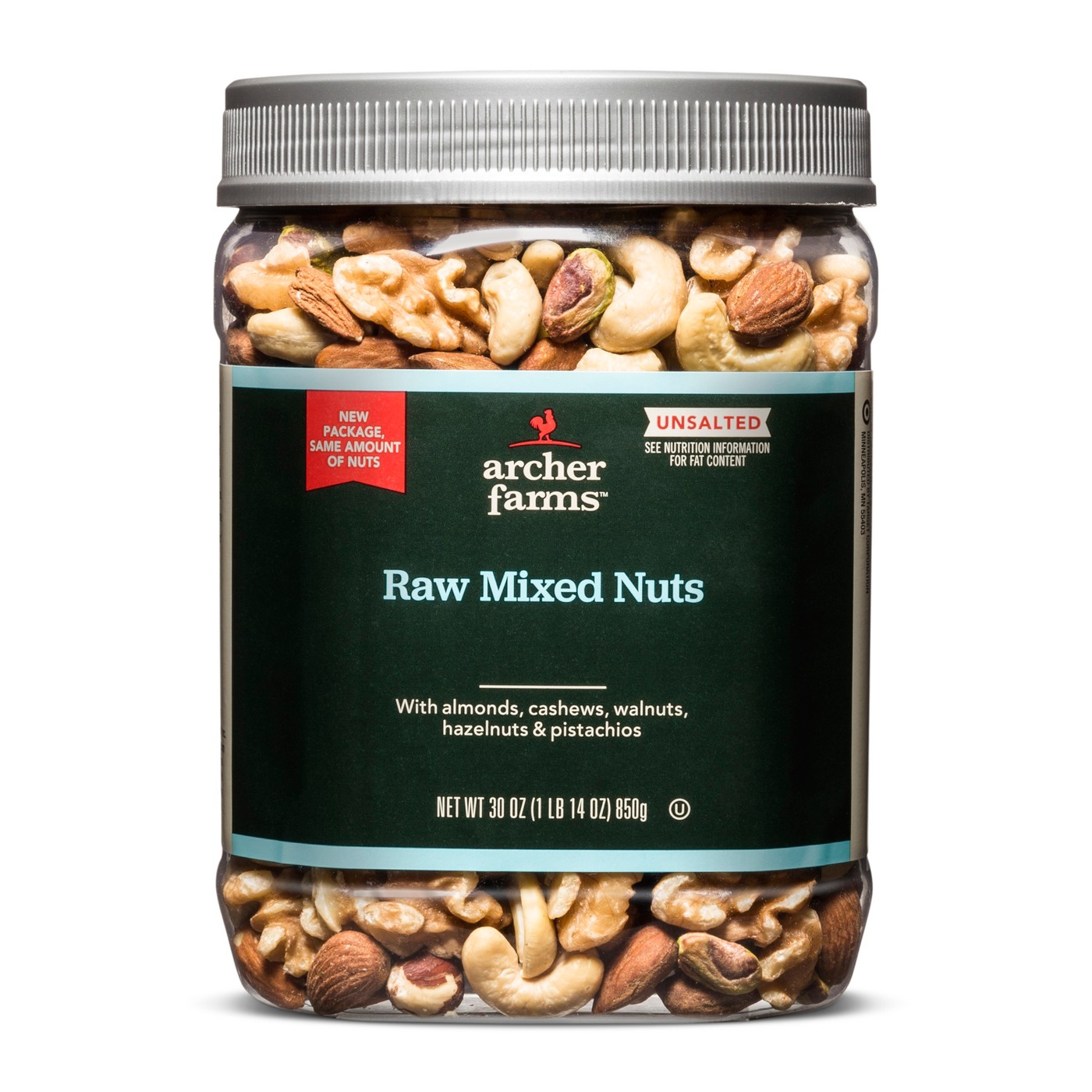 Archer Farms Raw Unsalted Mixed Nuts 30 oz Plastic Jar eBay