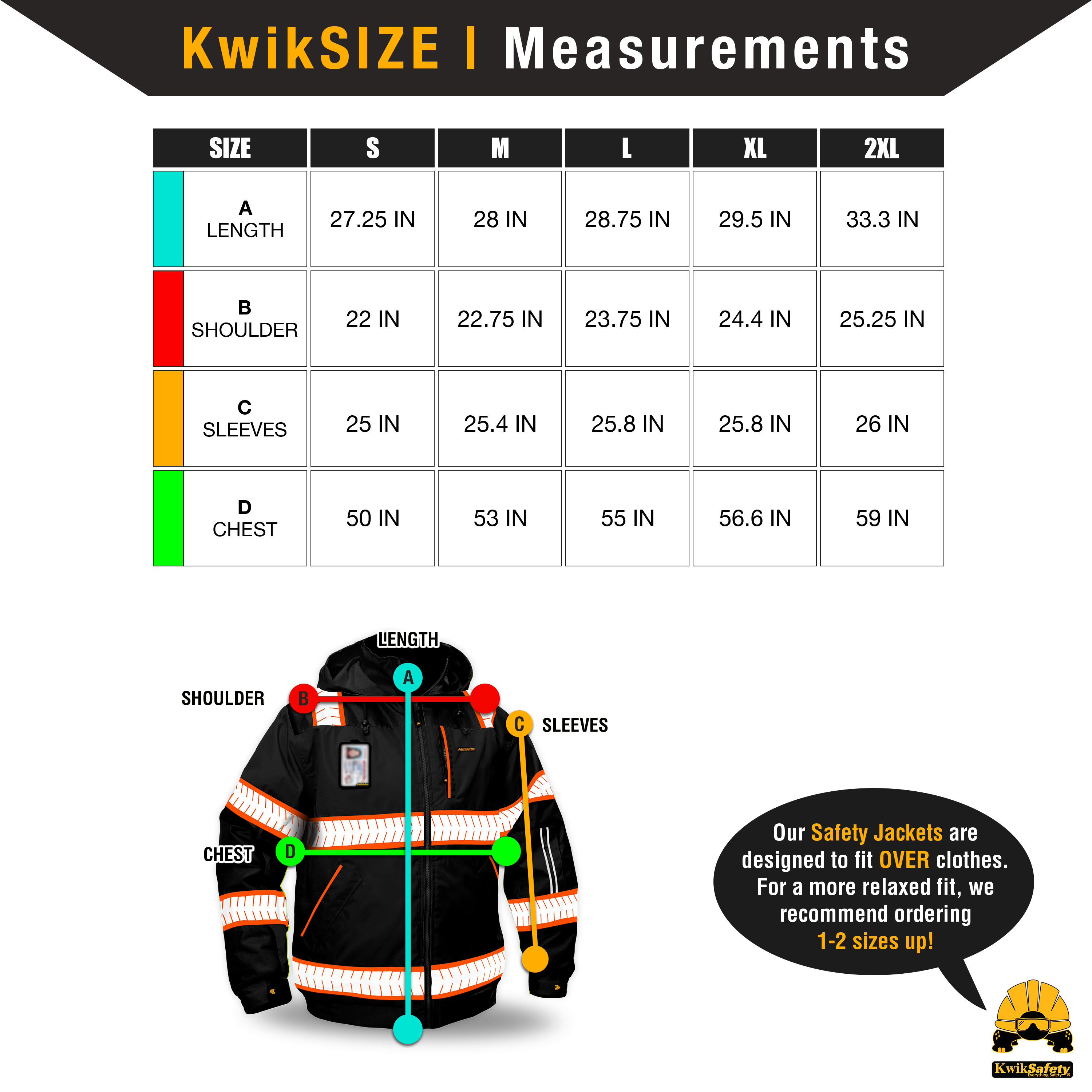 KwikSafety BLACK ENFORCER Bomber Safety Jacket