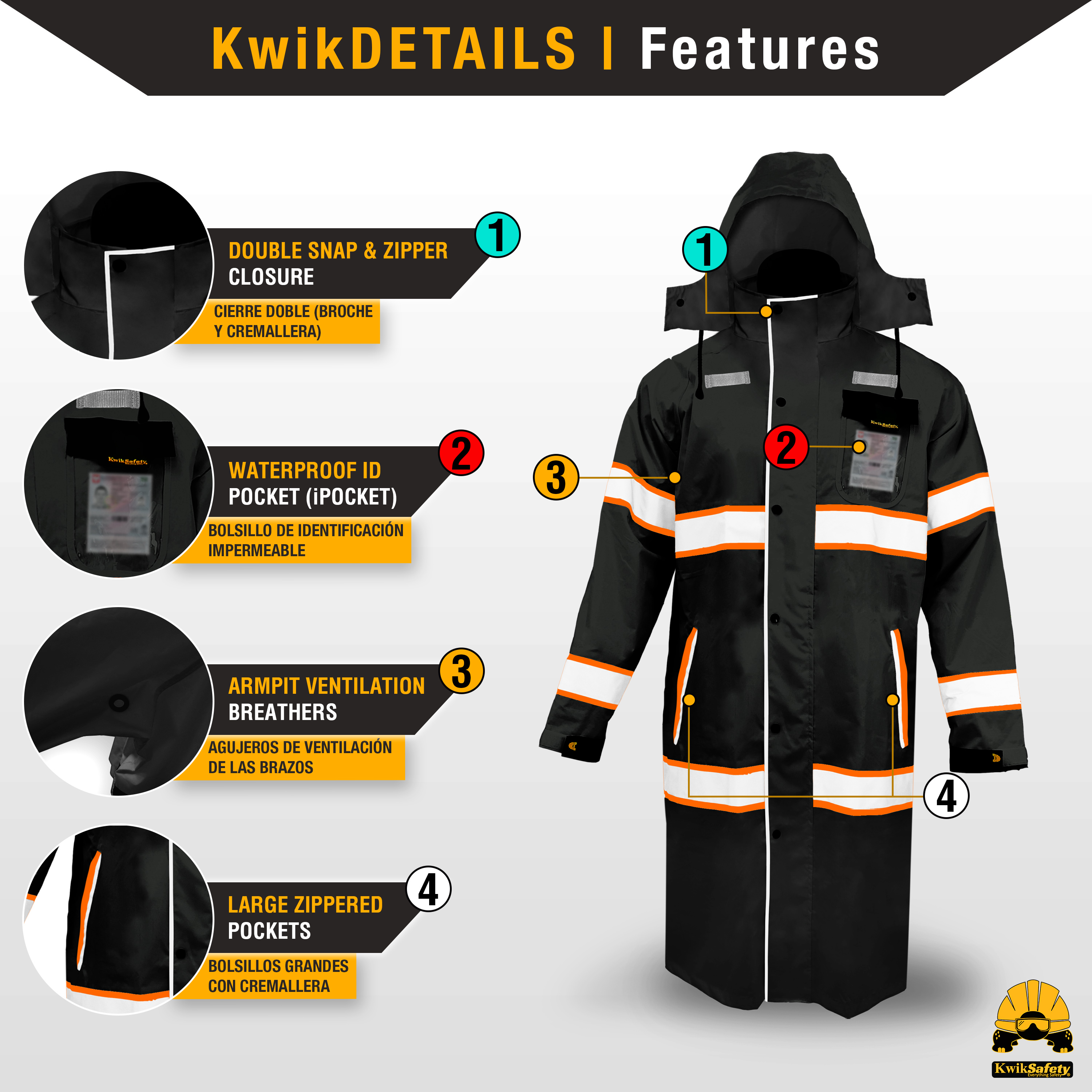 Chaqueta de seguridad KwikSafety TRENCH TORRENT negra - Imagen 40 de 43