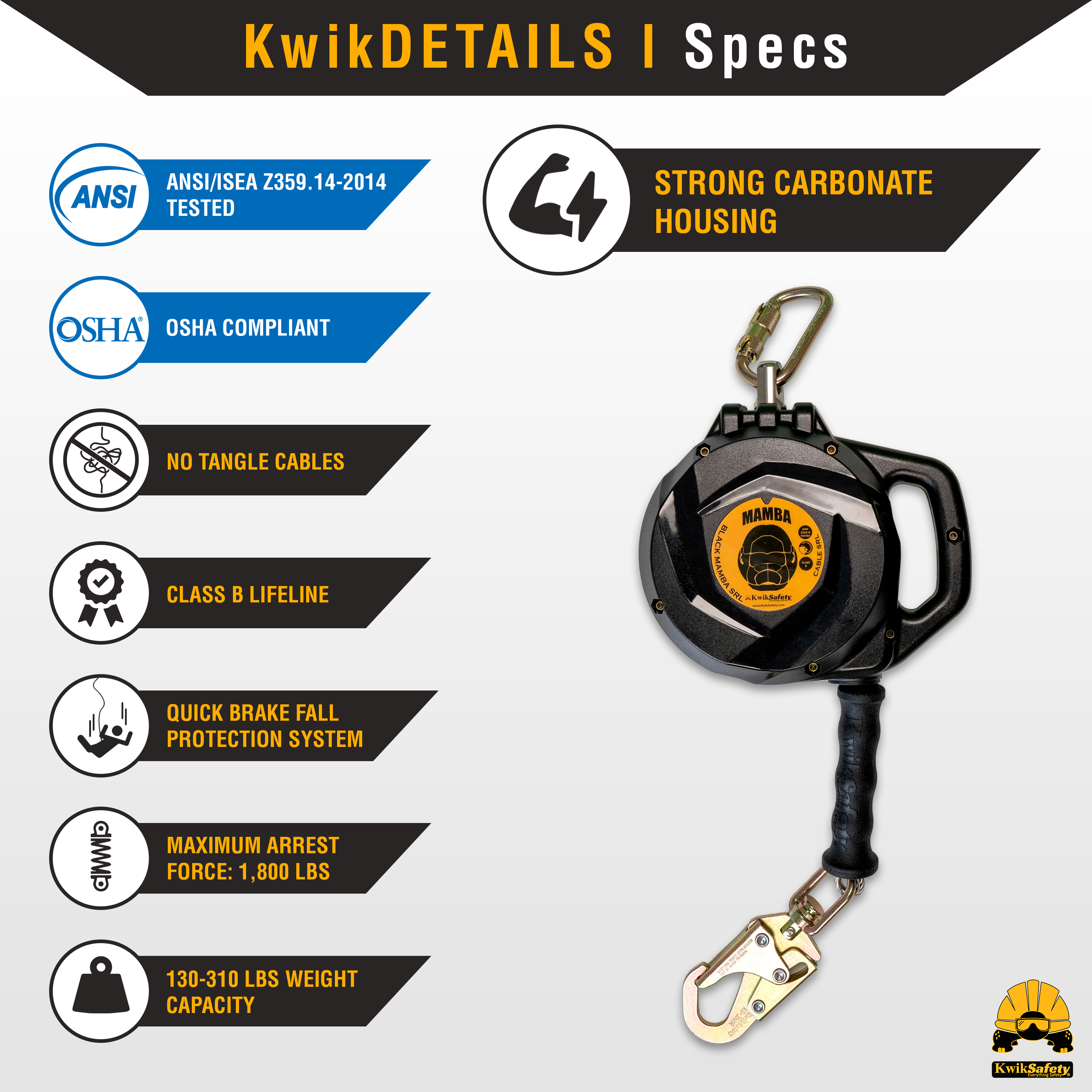 KwikSafety MAMBA Cable SRL | Self Retracting Lifeline Fall Protection - Picture 13 of 22