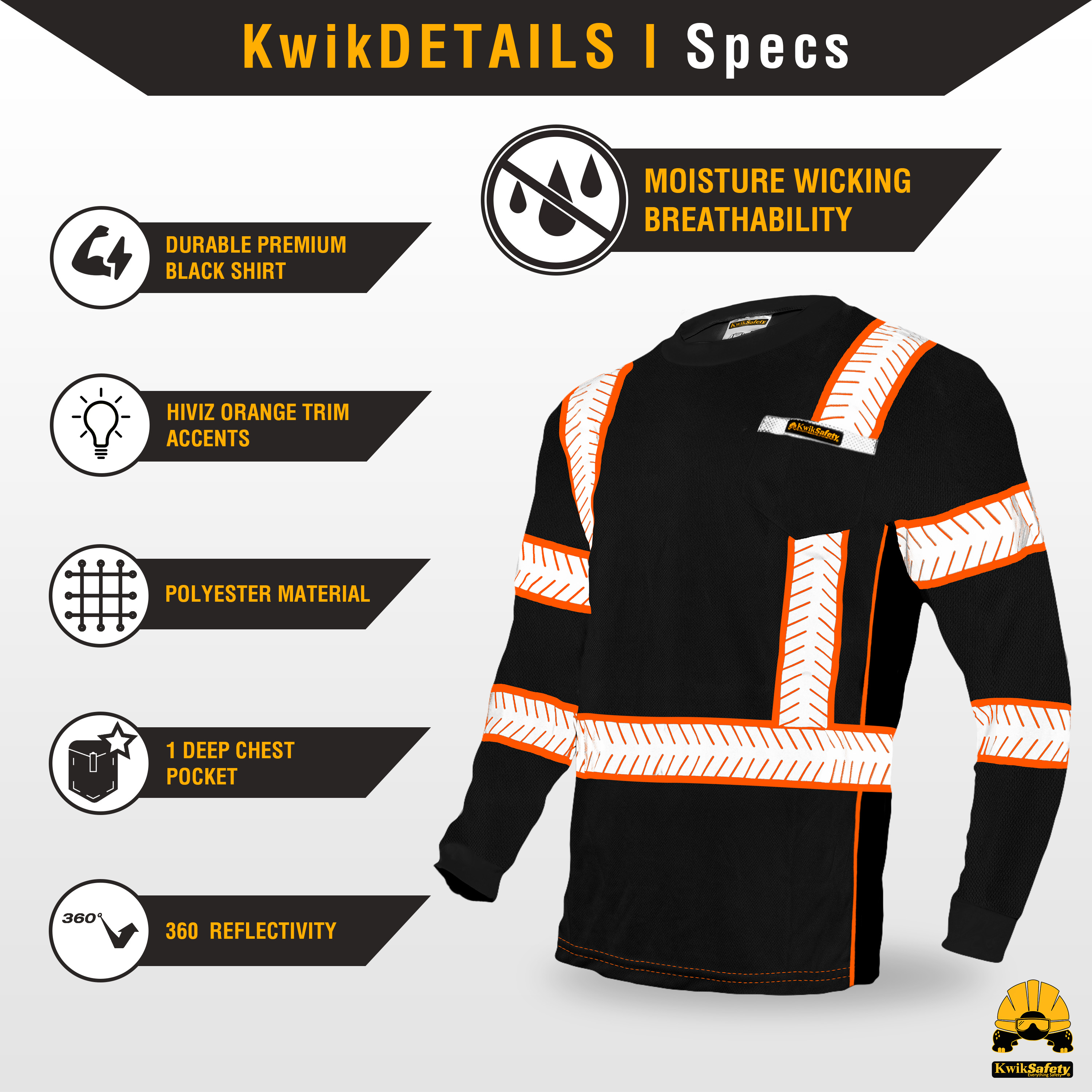 Camisa de seguridad manga larga KwikSafety HOMBRE RENACIMIENTO NEGRO - Imagen 13 de 43