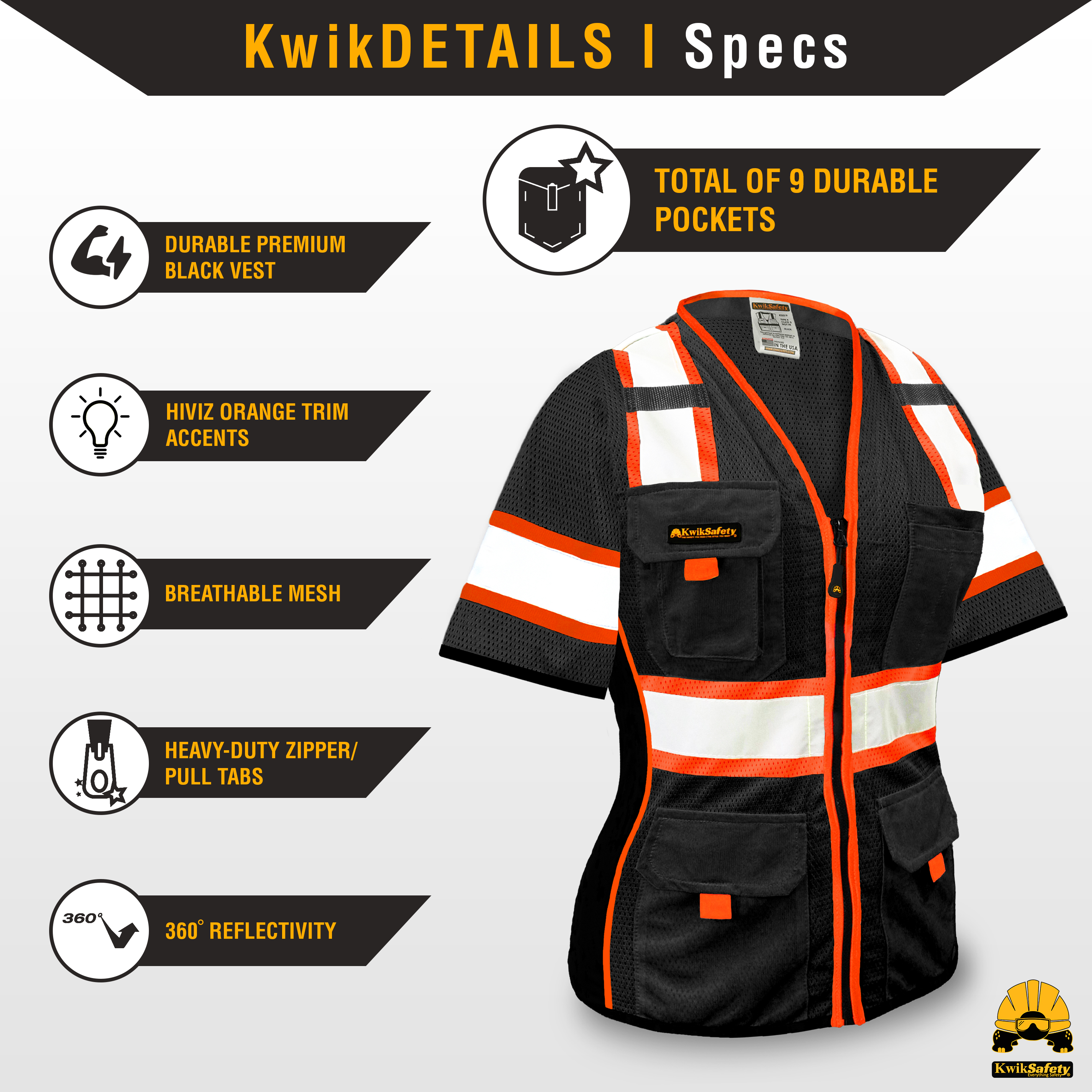 Chaleco de seguridad para mujer KwikSafety BLACK WIDOW (MANGAS) - Imagen 21 de 43