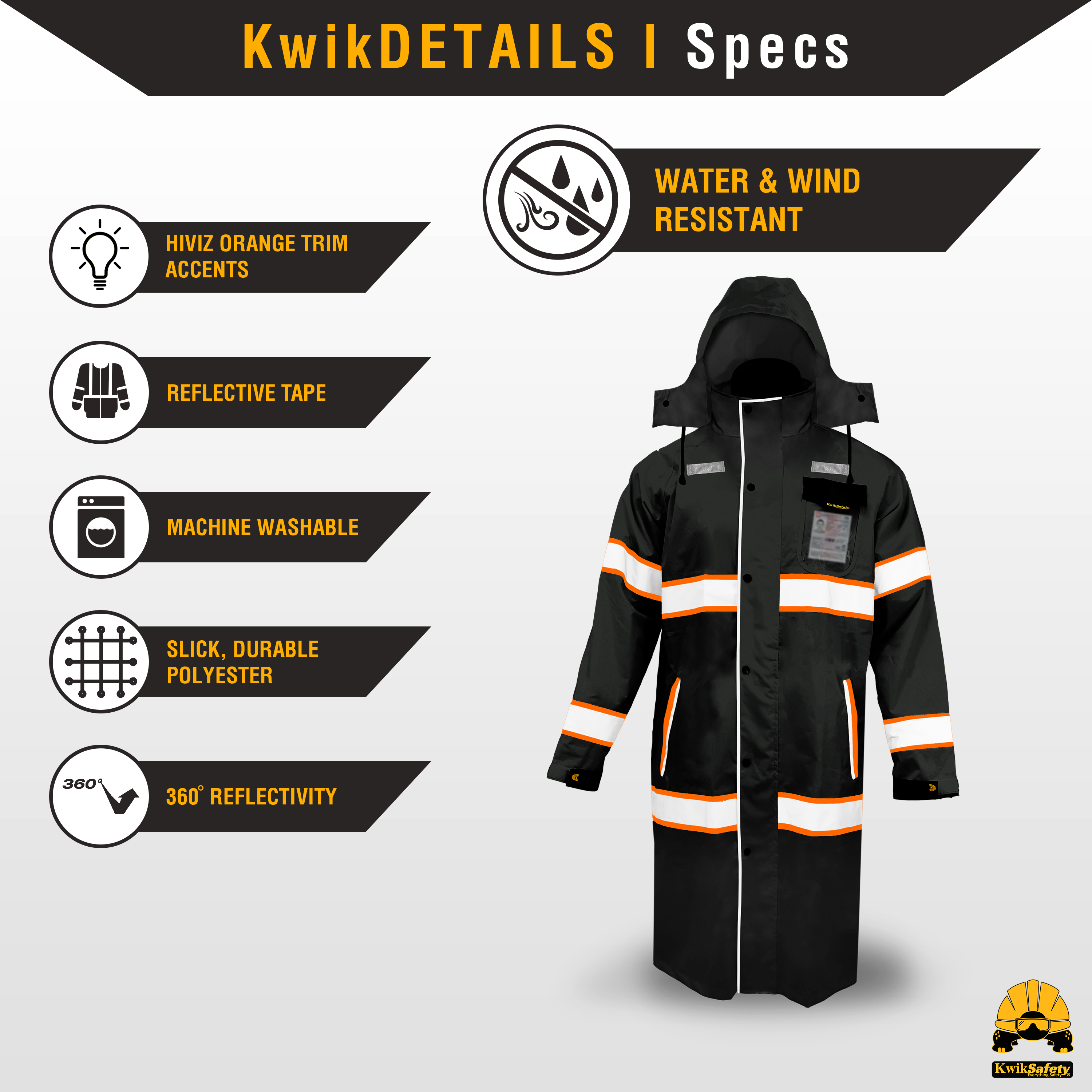 Chaqueta de seguridad KwikSafety TRENCH TORRENT negra - Imagen 34 de 43