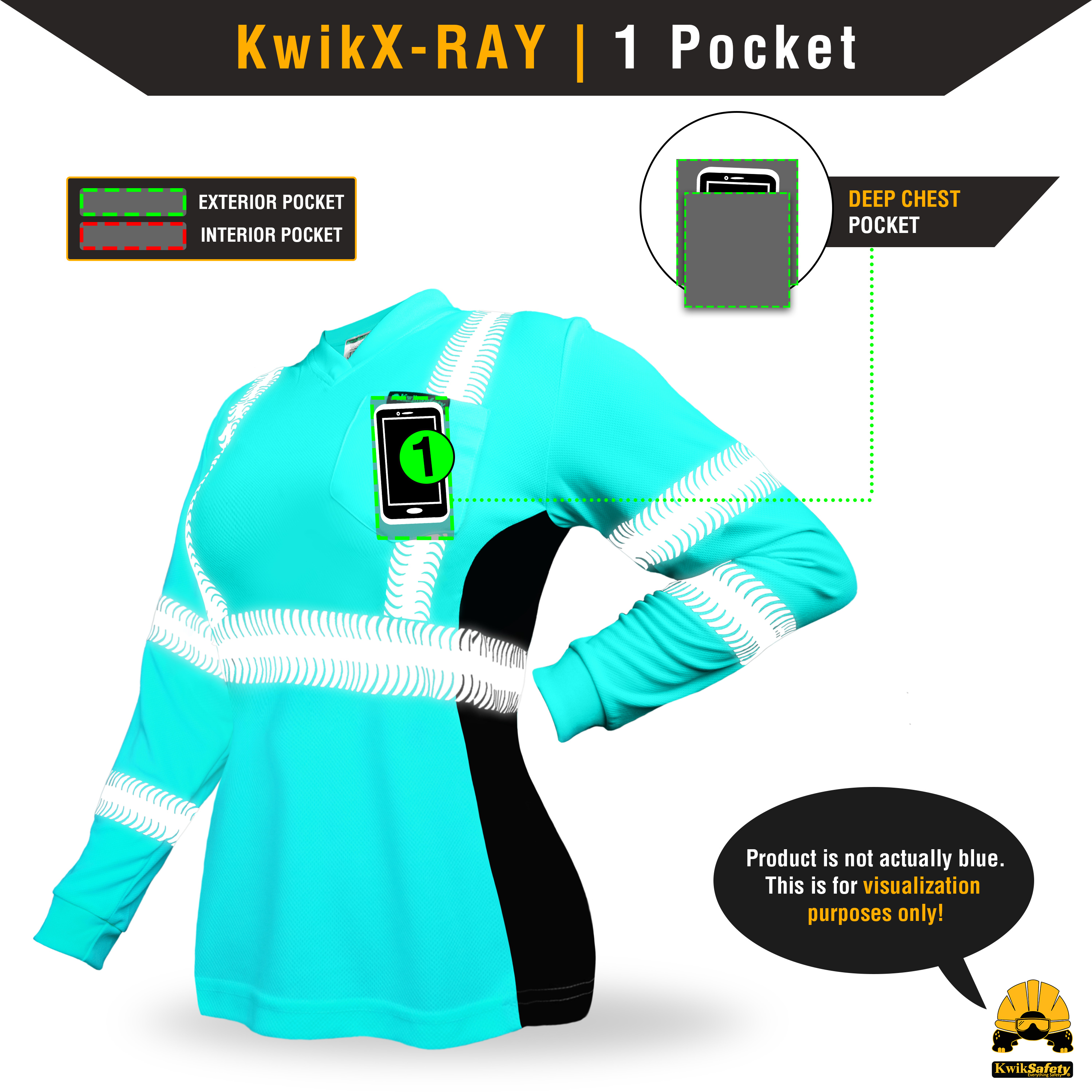 Camisa de seguridad de manga larga para mujer KwikSafety NEGRO VIXEN - Imagen 14 de 43