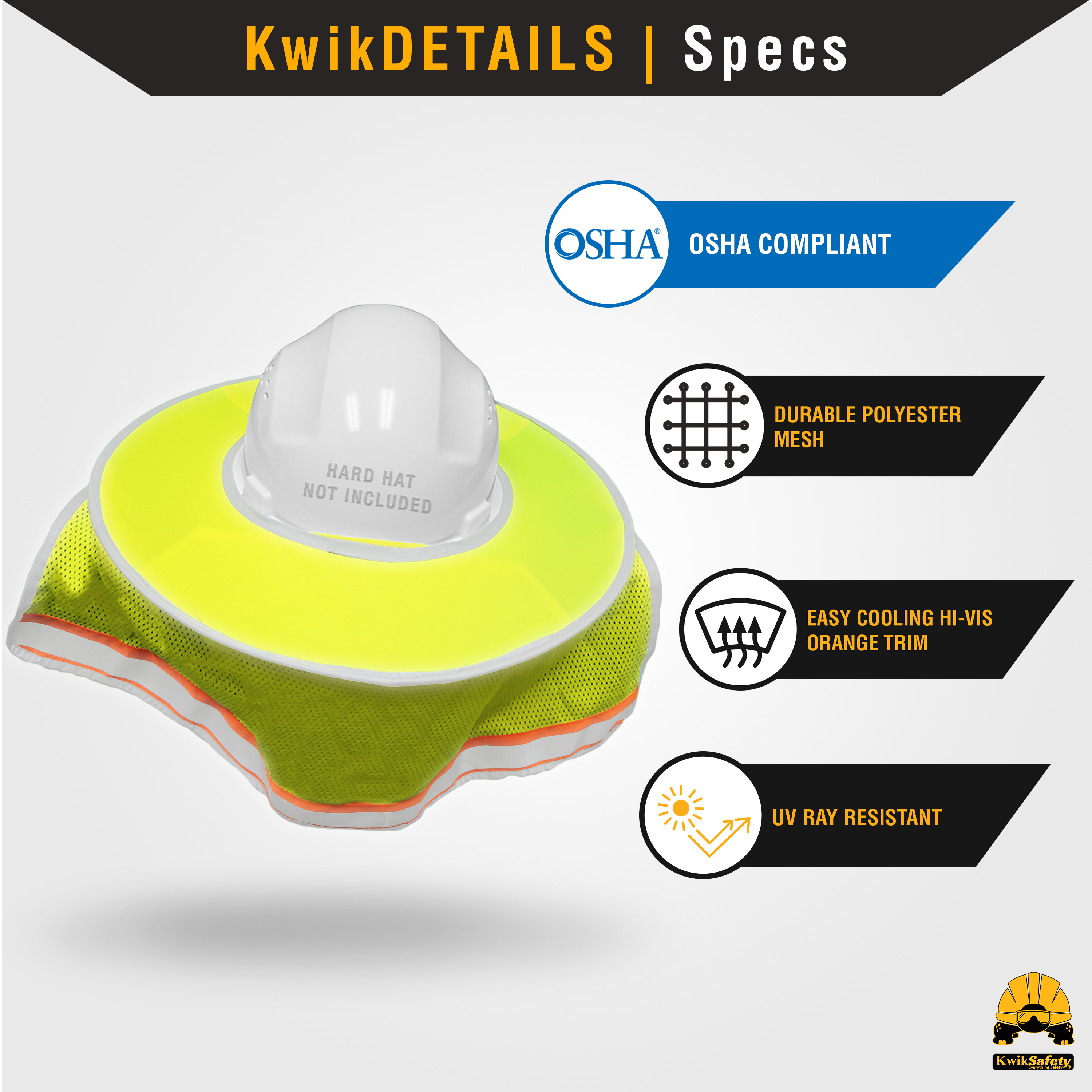 Sombrero Rígido KwikSafety LORD VADER Sombra Completa Alama Alta Vis Malla de Refrigeración Protector Solar - Imagen 12 de 15