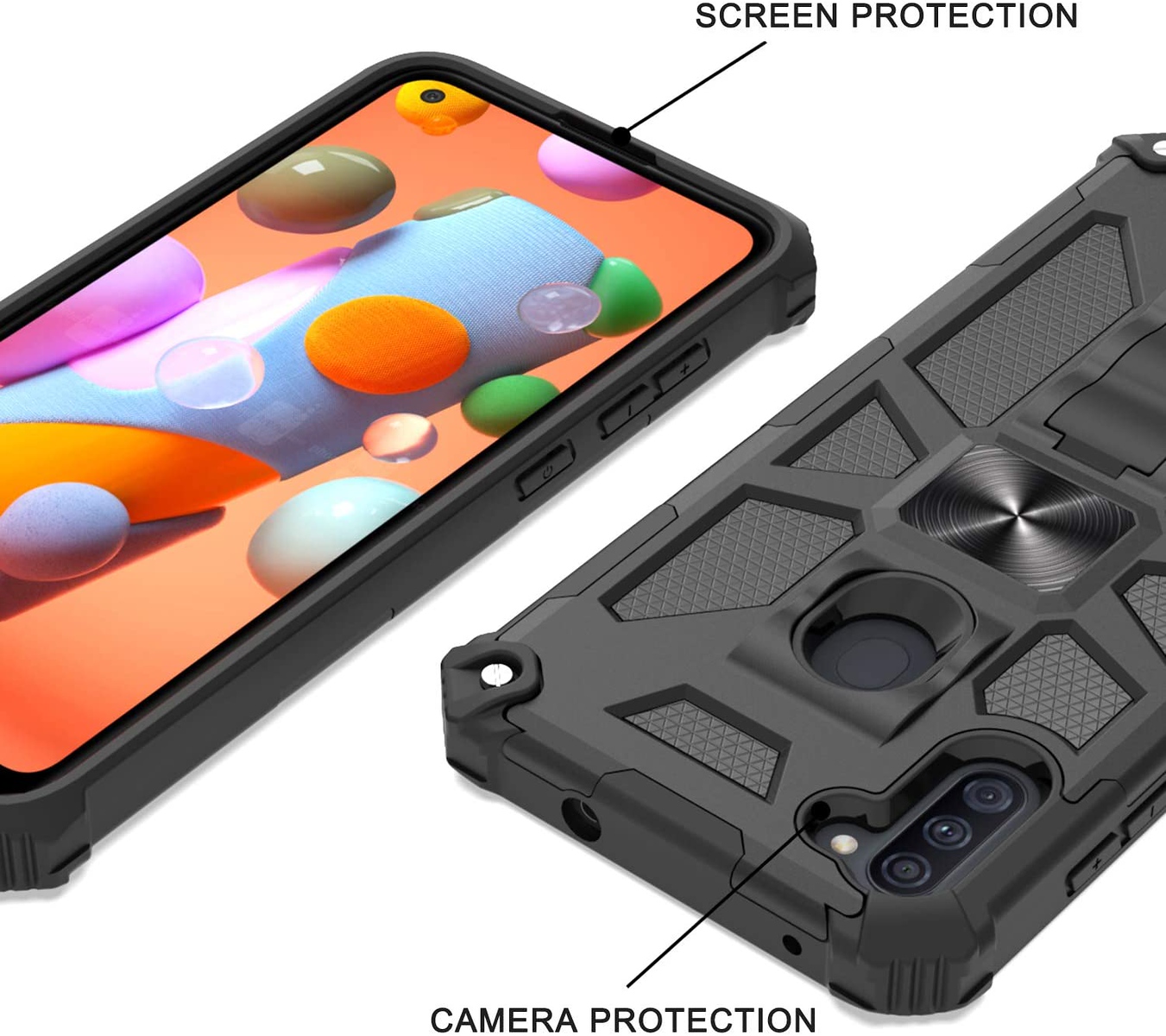 Funda rígida híbrida de doble capa para Boost Mobile Celero 5G con soporte invisible - Imagen 14 de 33
