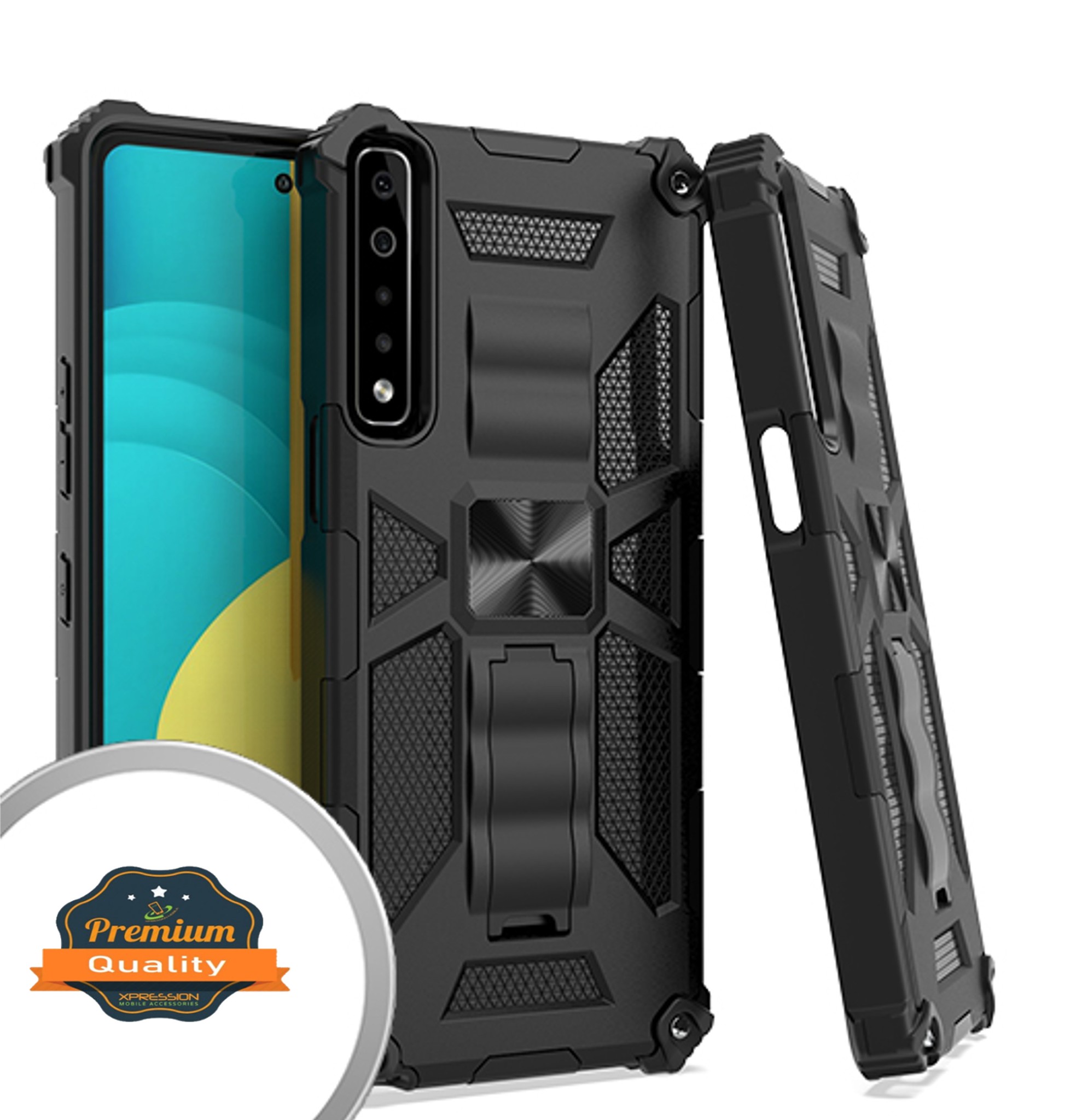 Funda rígida híbrida de doble capa para Boost Mobile Celero 5G con soporte invisible - Imagen 11 de 33