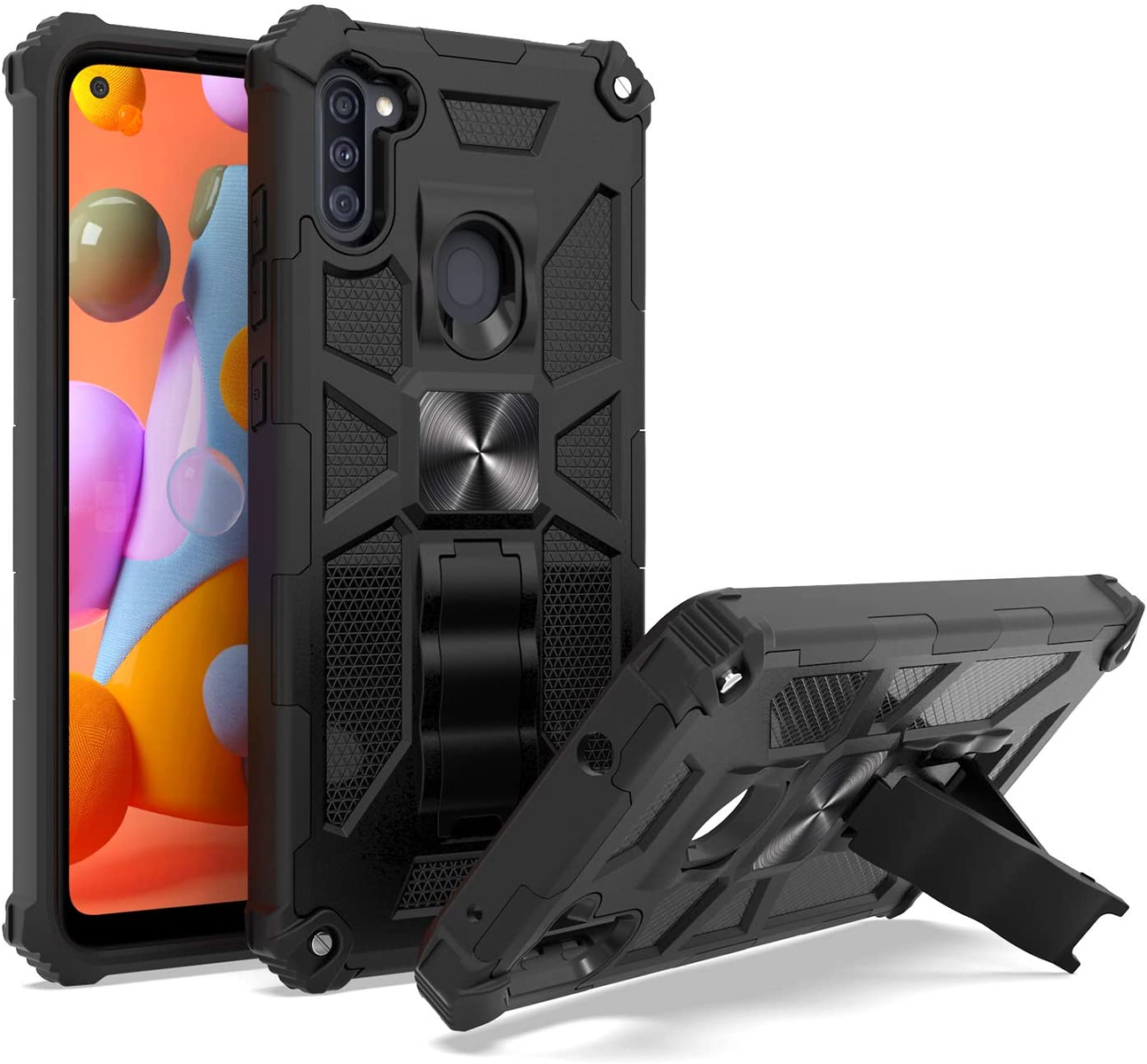 Funda rígida híbrida de doble capa para Boost Mobile Celero 5G con soporte invisible - Imagen 12 de 33
