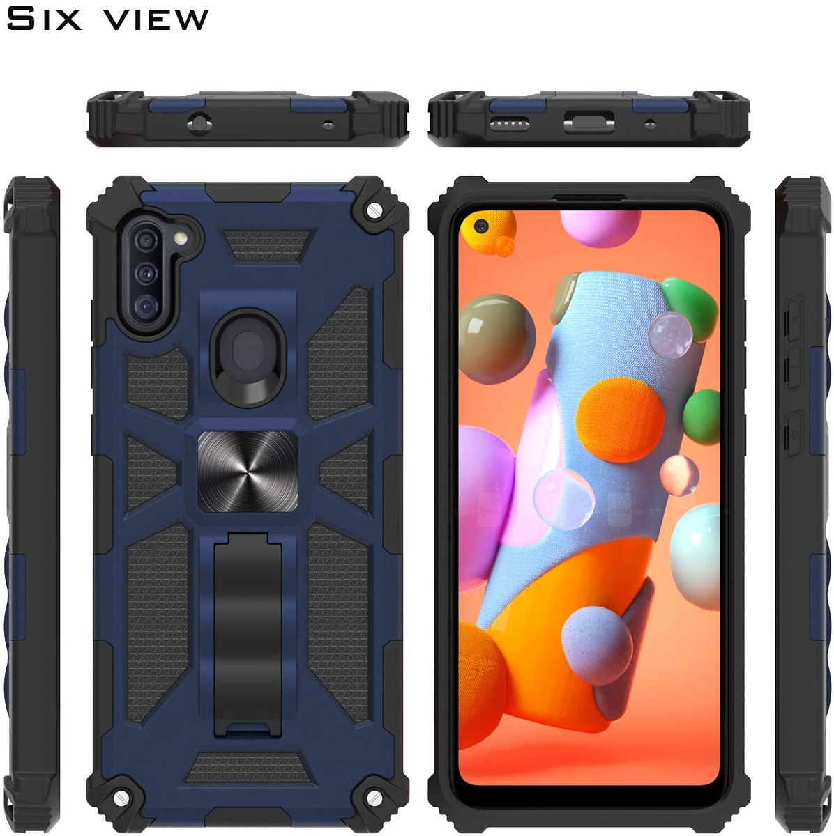 Funda rígida híbrida de doble capa para Boost Mobile Celero 5G con soporte invisible - Imagen 21 de 33