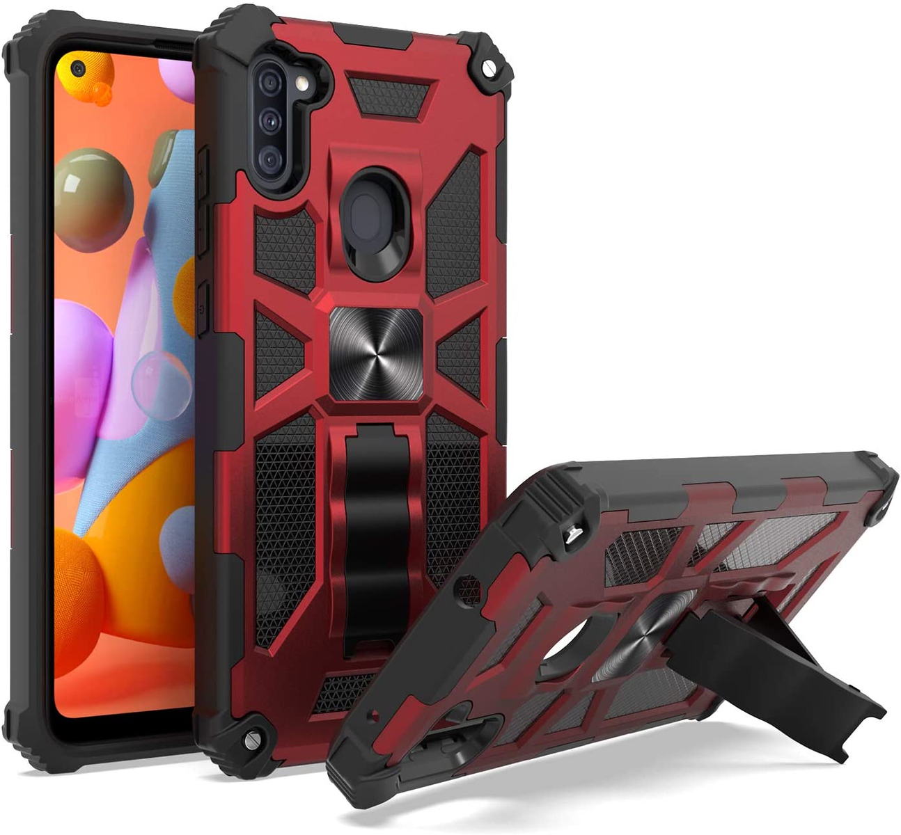 Funda rígida híbrida de doble capa para Boost Mobile Celero 5G con soporte invisible - Imagen 28 de 33