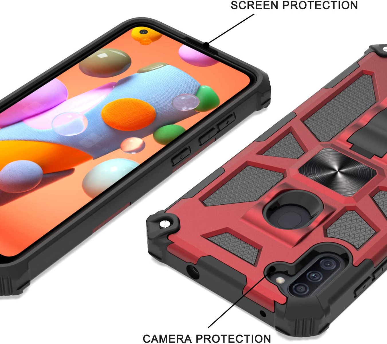 Funda rígida híbrida de doble capa para Boost Mobile Celero 5G con soporte invisible - Imagen 31 de 33