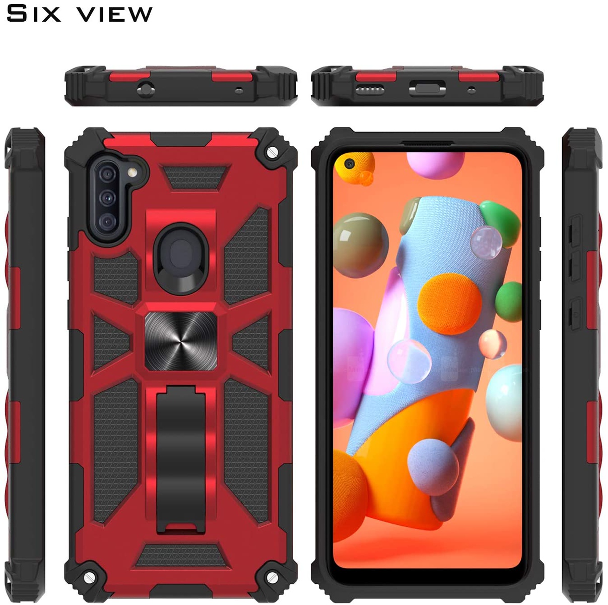 Funda rígida híbrida de doble capa para Boost Mobile Celero 5G con soporte invisible - Imagen 29 de 33