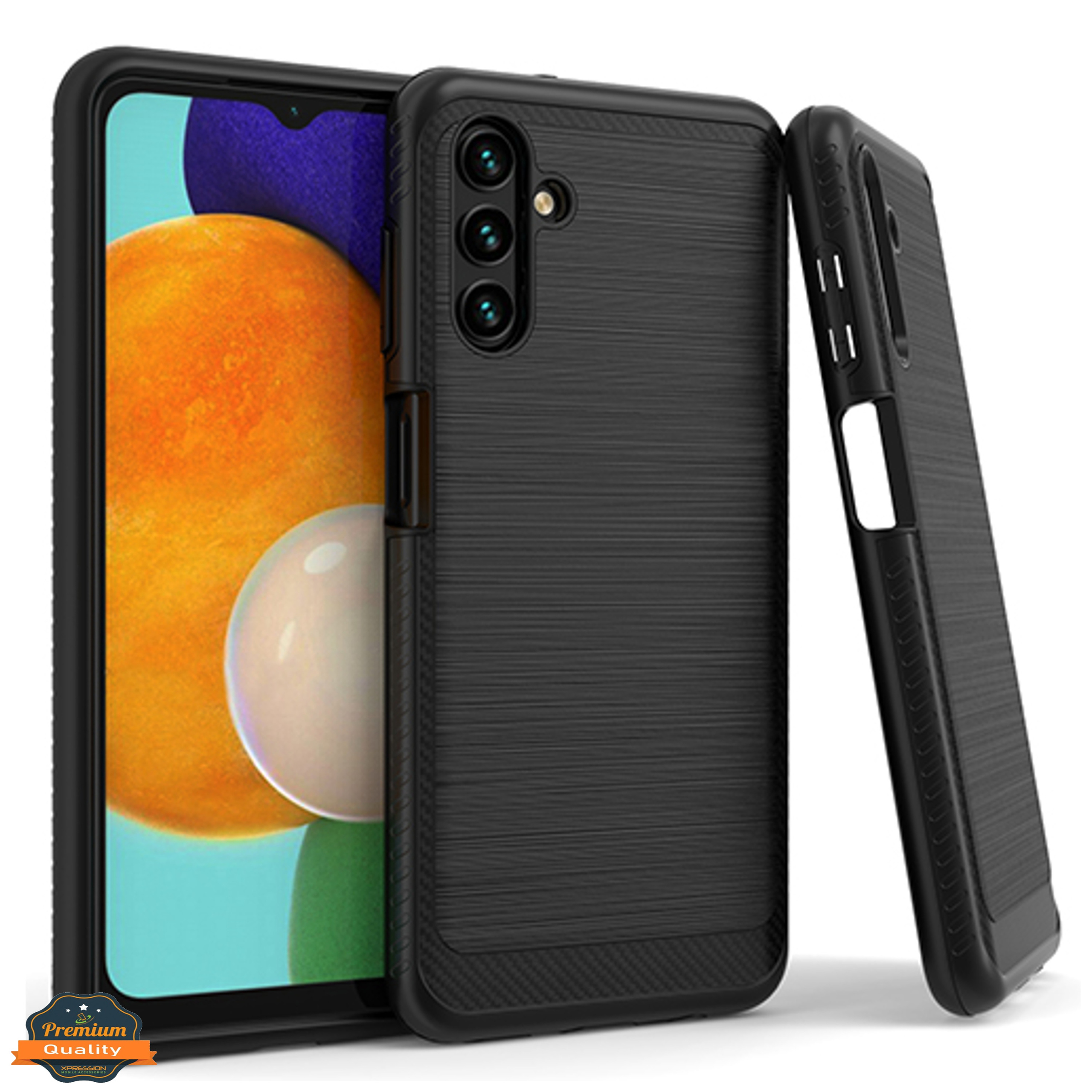 Funda híbrida de fibra de carbono resistente textura cepillada para Samsung Galaxy A13 5G - Imagen 9 de 36