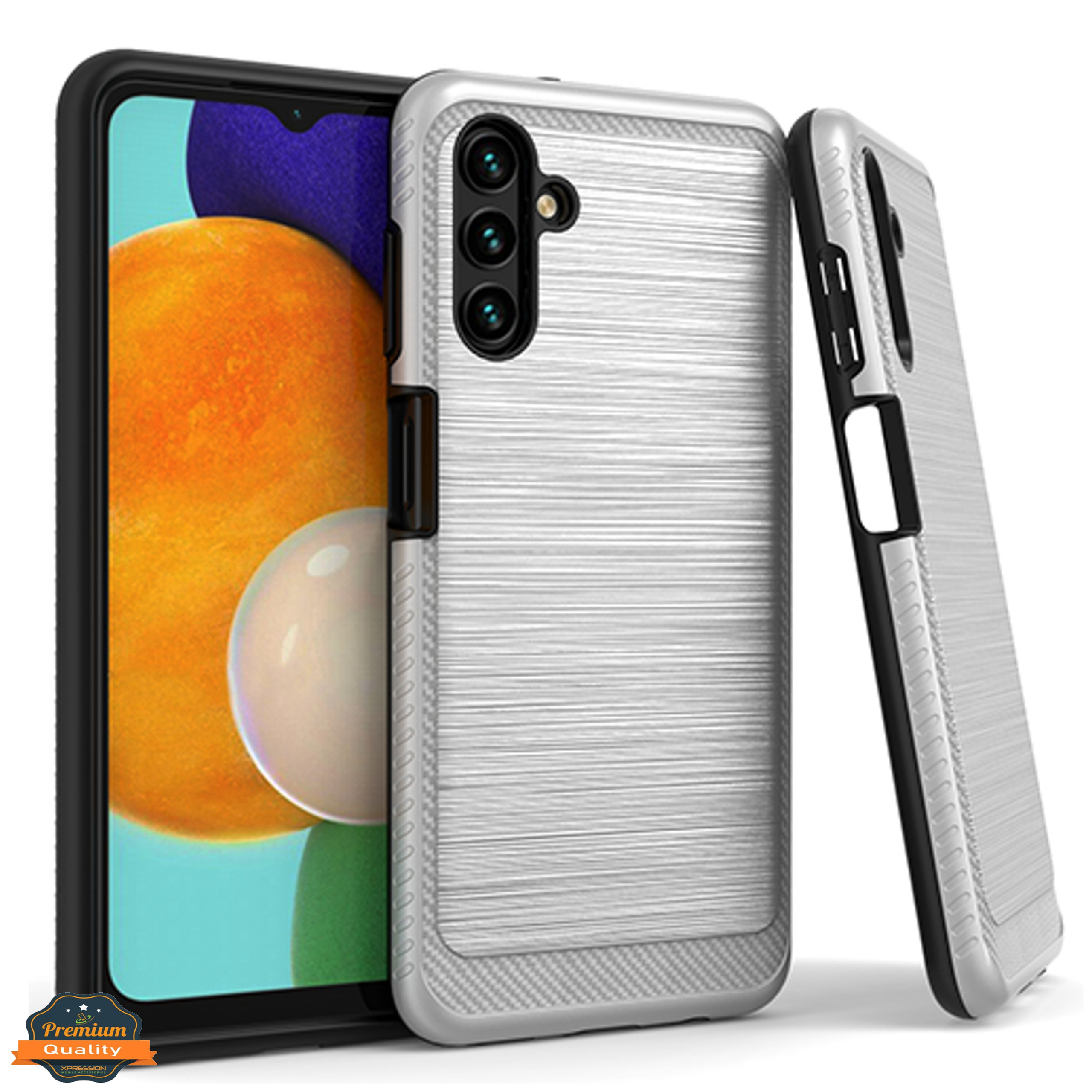 Funda híbrida de fibra de carbono resistente textura cepillada para Samsung Galaxy A13 5G - Imagen 30 de 36