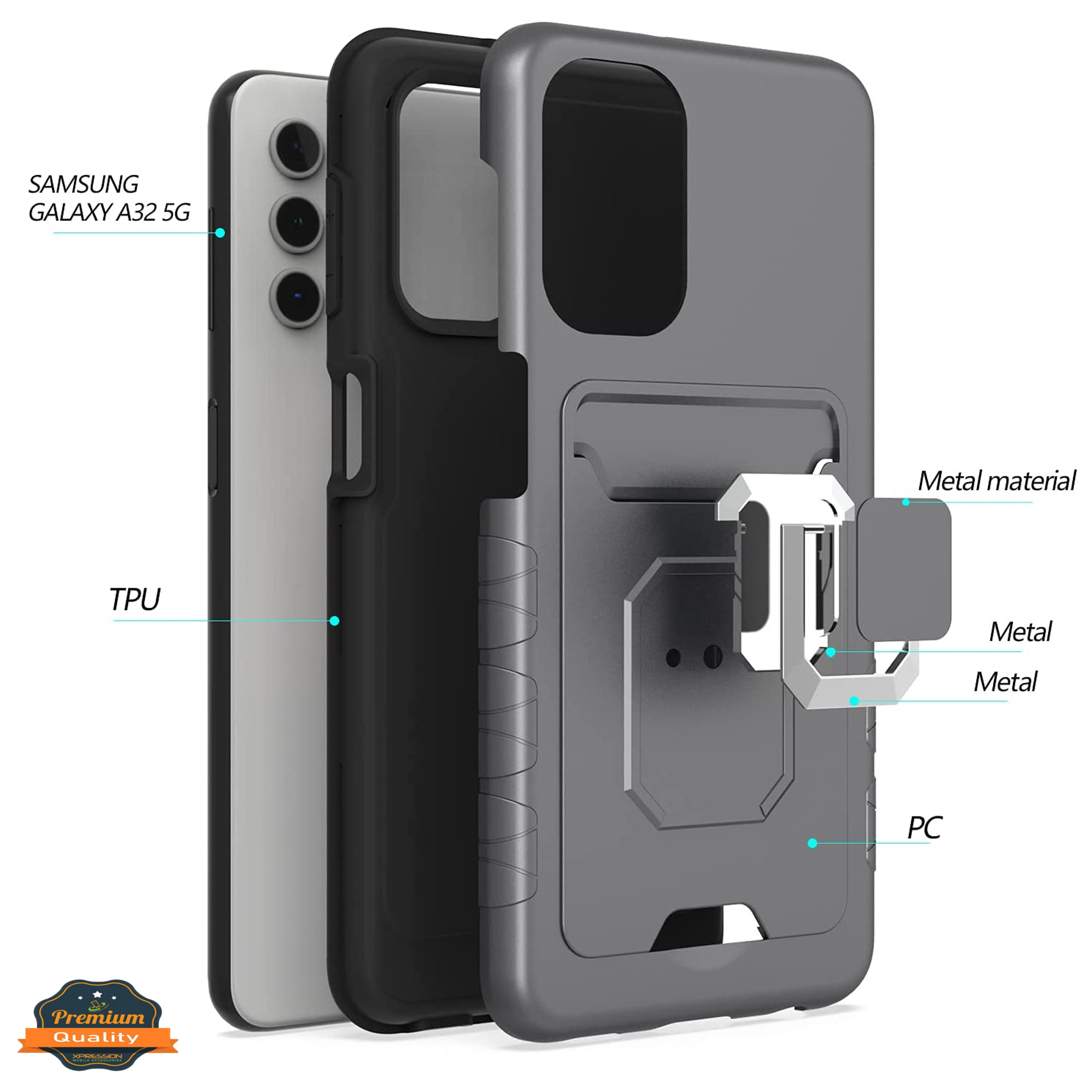 Custodia per Samsung Galaxy A13 5G portafoglio slot carta di credito supporto anello - Foto 24 di 37