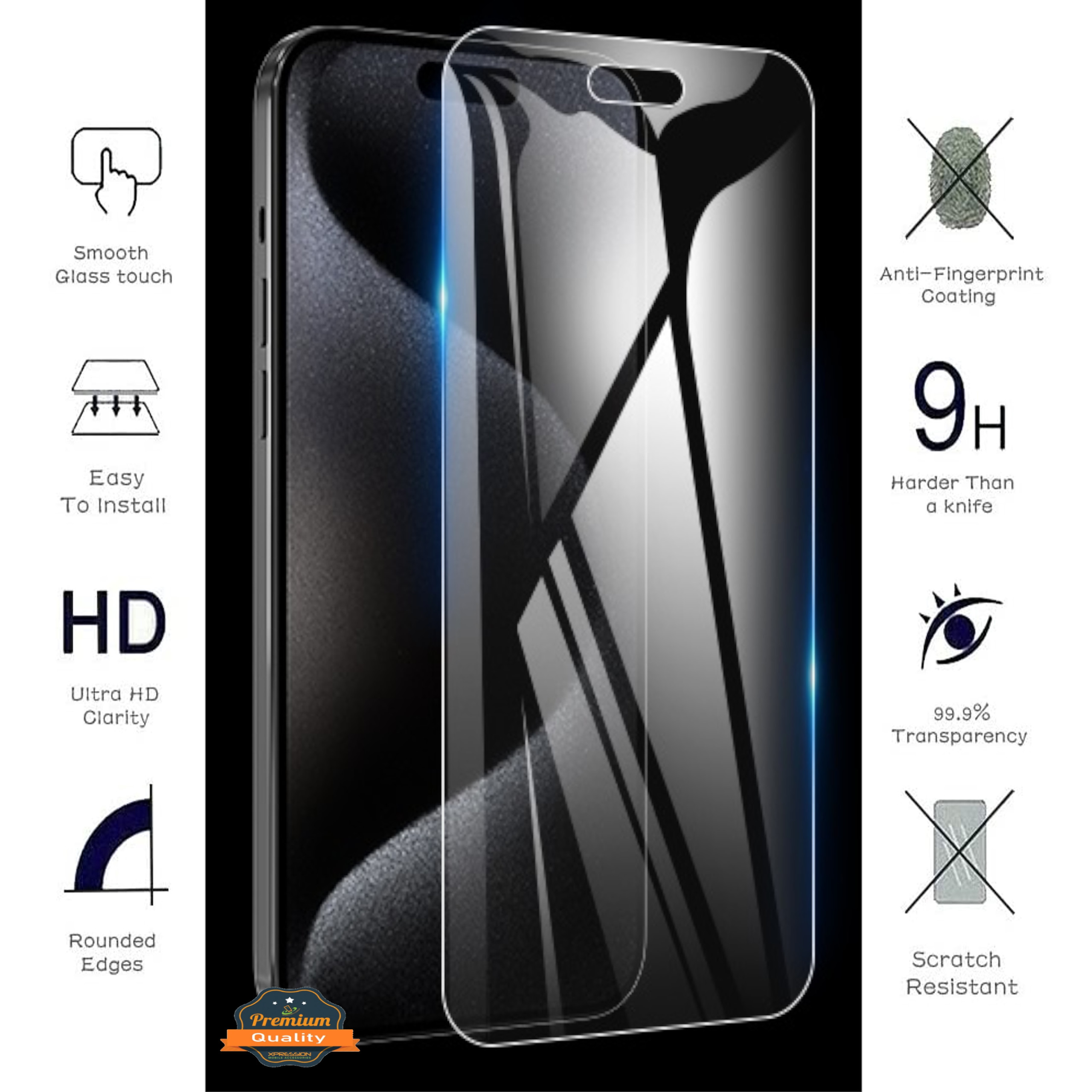 For Apple iPhone 16 Tempered Glass Screen Protector HD Clear 9H Cover - Picture 31 of 50