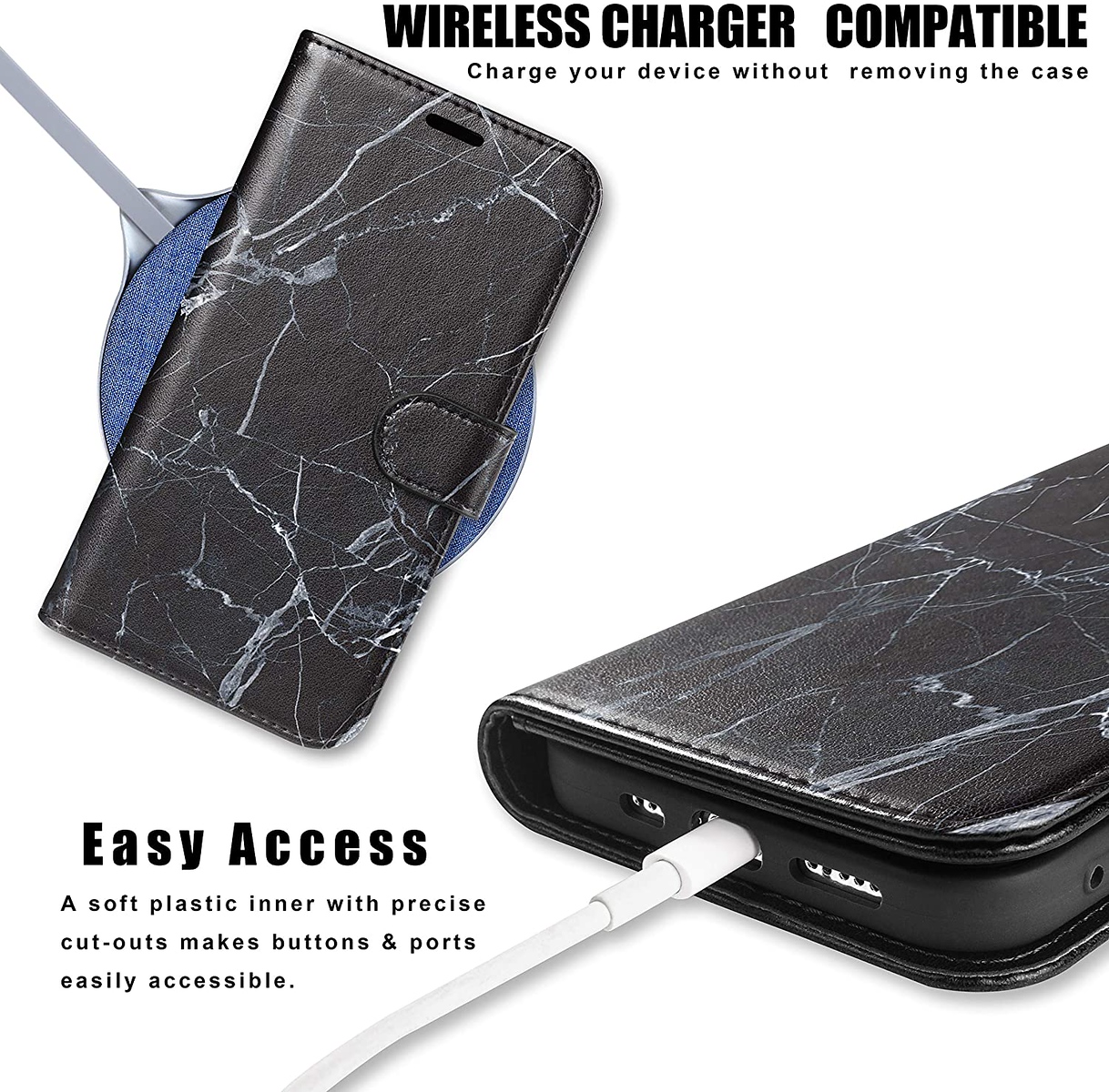 For Motorola Moto G Stylus 2021 Wallet Case Marble Leather Card Slot Flip Cover - Picture 14 of 29