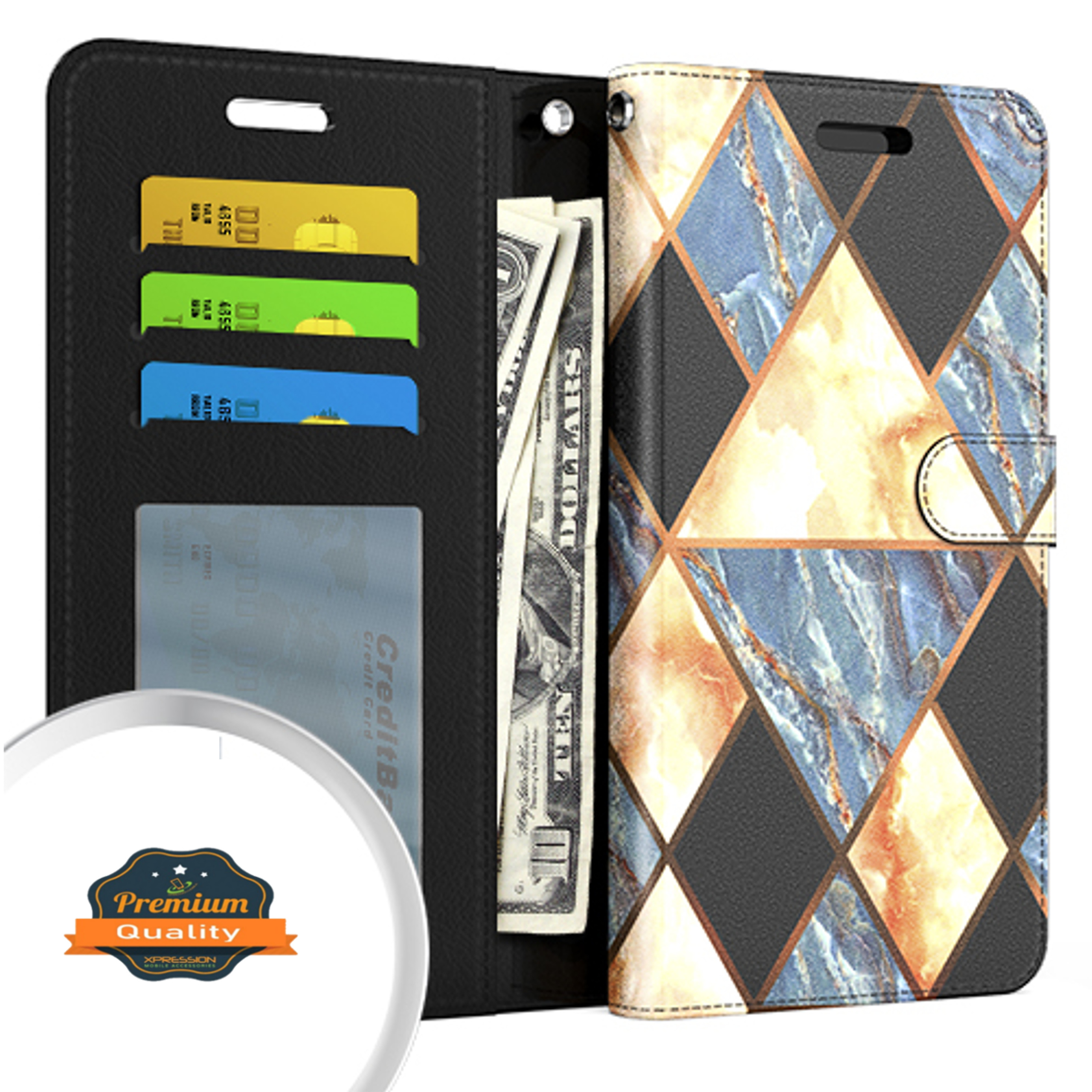 For Motorola Moto G Stylus 2021 Wallet Case Marble Leather Card Slot Flip Cover - Picture 10 of 29