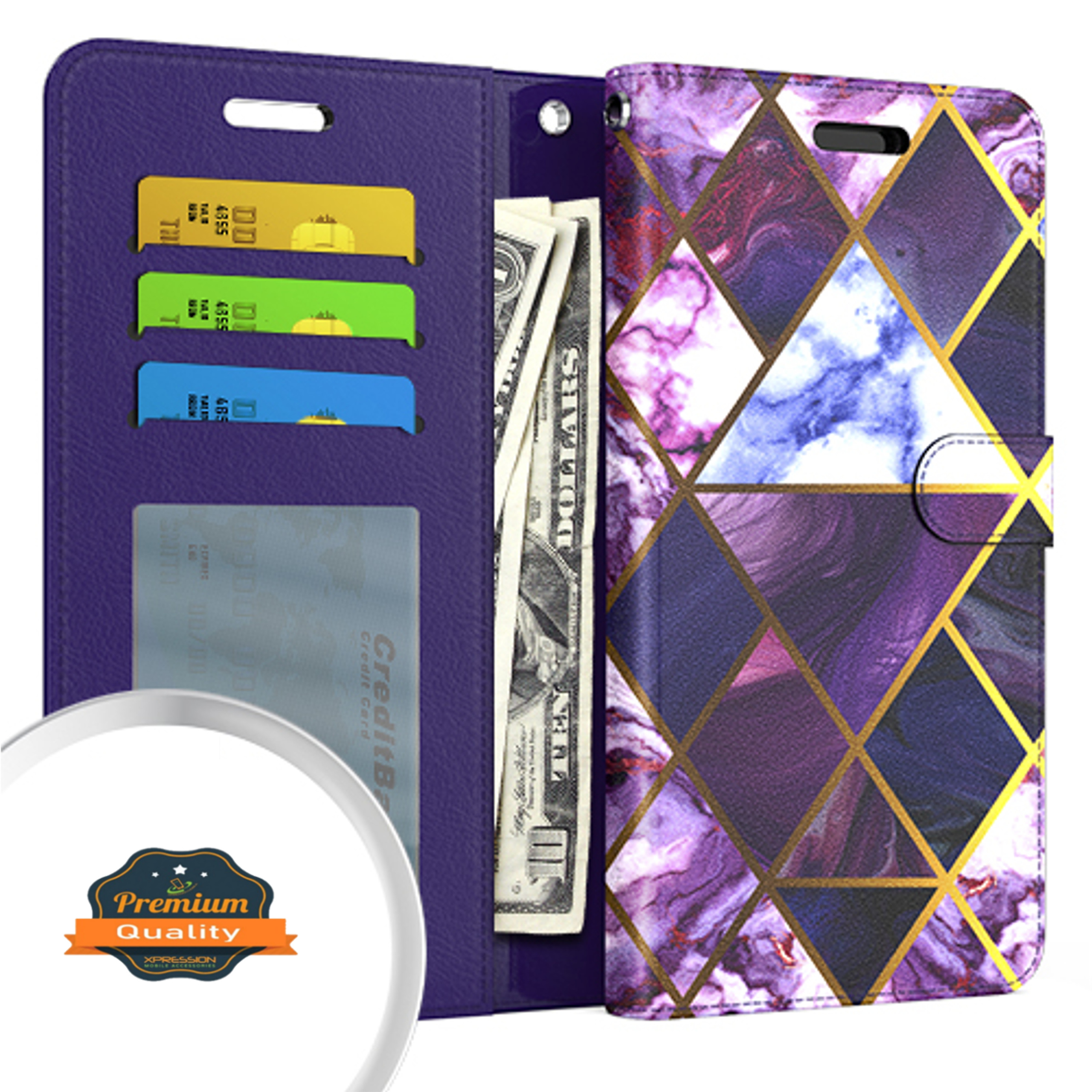 For Motorola Moto G Stylus 2021 Wallet Case Marble Leather Card Slot Flip Cover - Picture 24 of 29
