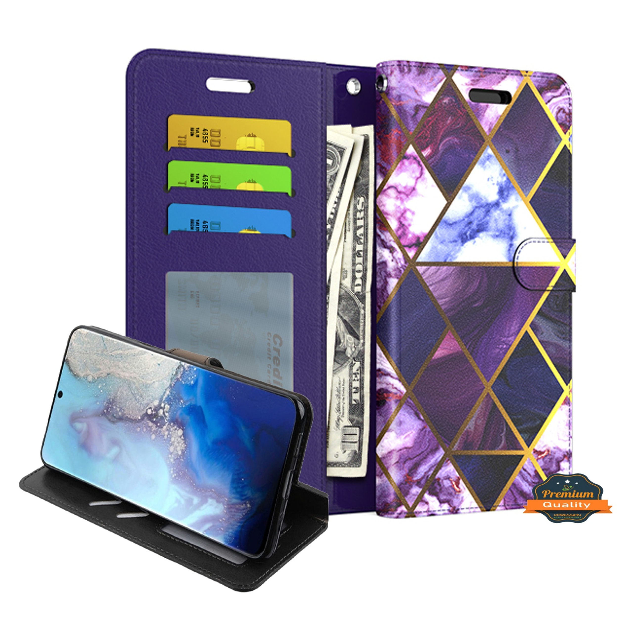 For Motorola Moto G Stylus 2021 Wallet Case Marble Leather Card Slot Flip Cover - Picture 23 of 29