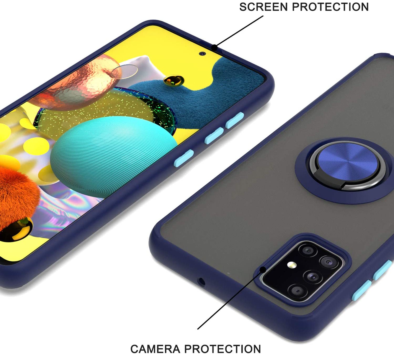 Per OnePlus 9 Finger Ring Stand Custodia Ibrida Opaca TPU Rigida PC Frame Sottile Cover - Foto 24 di 33