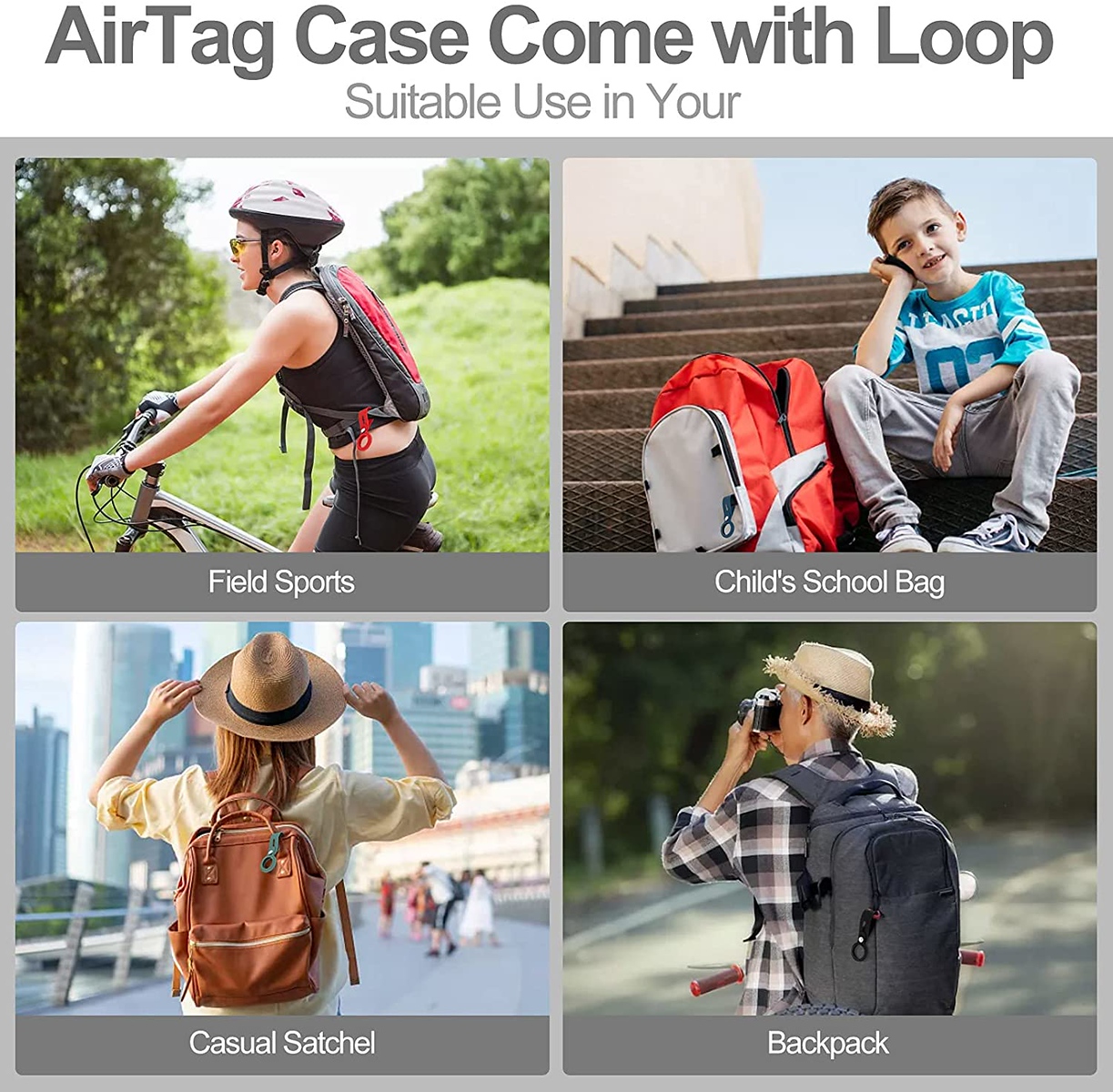 For Apple Airtag Case Key Ring with Loop Silicone Soft Hanging & Anti-Lost Hook - Picture 18 of 73