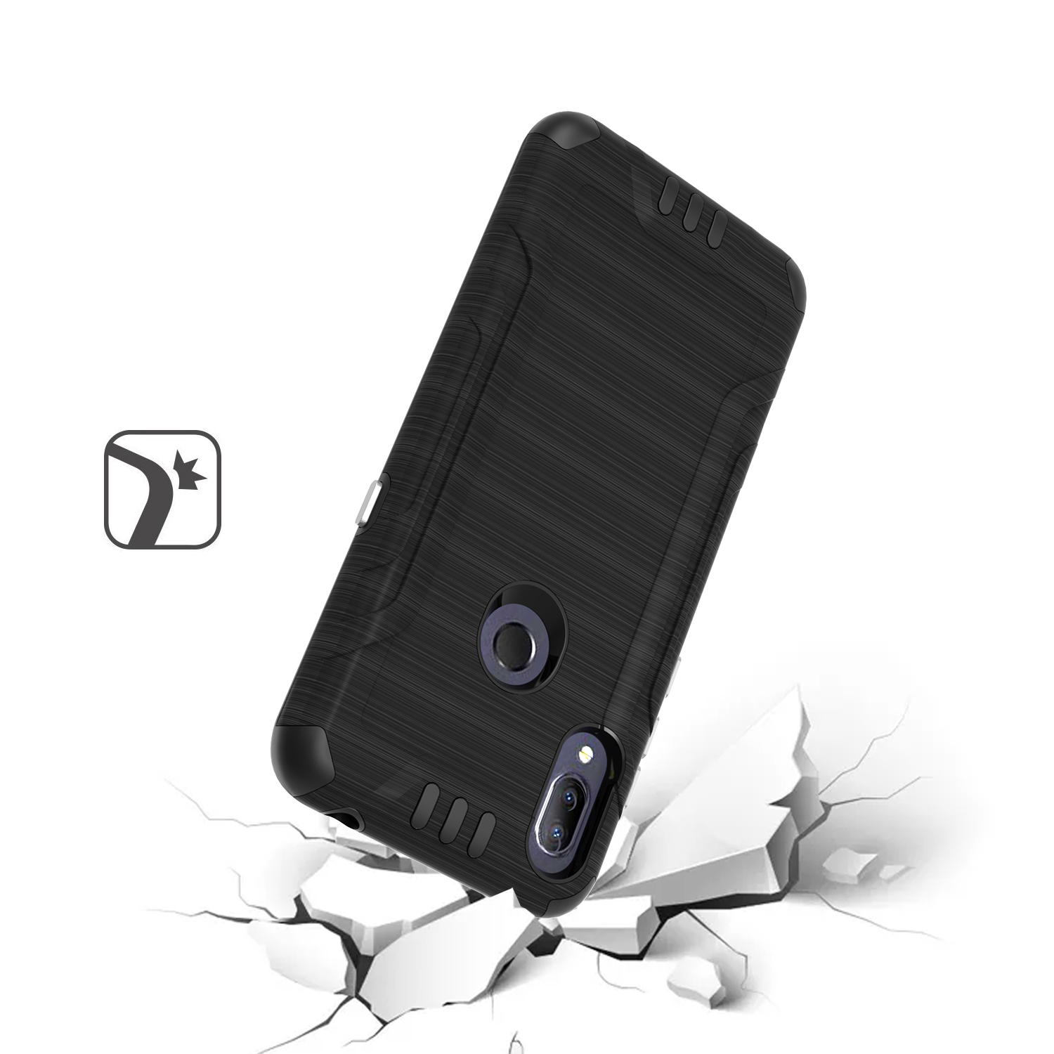 Funda protectora de textura cepillo metálico con armadura de doble capa híbrida para Alcatel Lumos Axel - Imagen 8 de 48