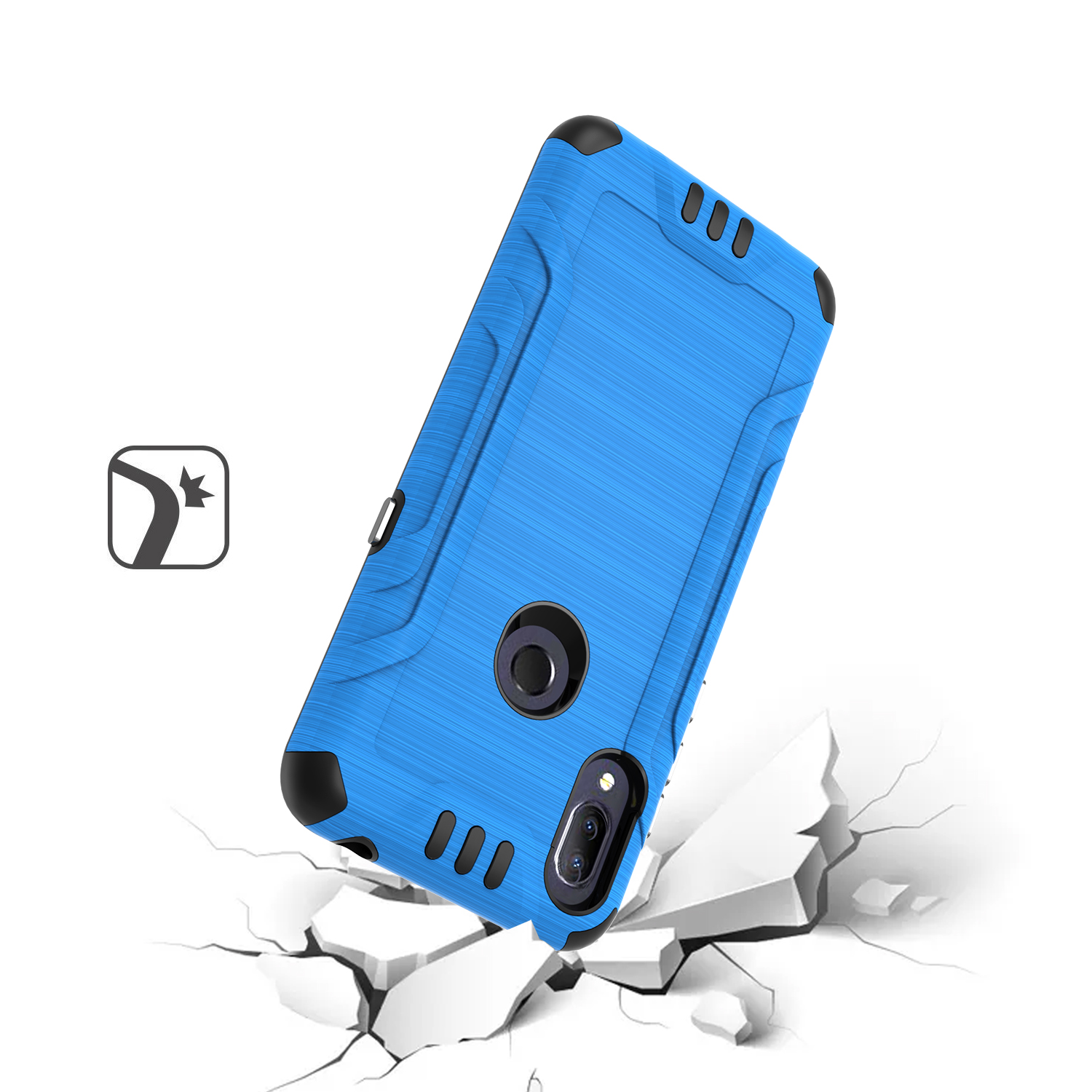Funda protectora de textura cepillo metálico con armadura de doble capa híbrida para Alcatel Lumos Axel - Imagen 14 de 48