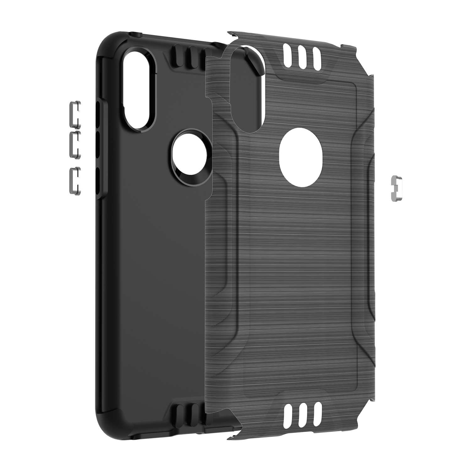 Funda protectora de textura cepillo metálico con armadura de doble capa híbrida para Alcatel Lumos Axel - Imagen 21 de 48