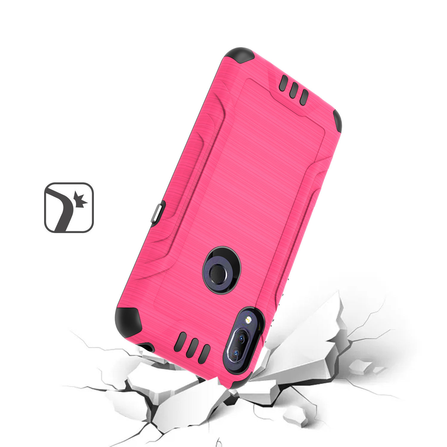 Funda protectora de textura cepillo metálico con armadura de doble capa híbrida para Alcatel Lumos Axel - Imagen 29 de 48