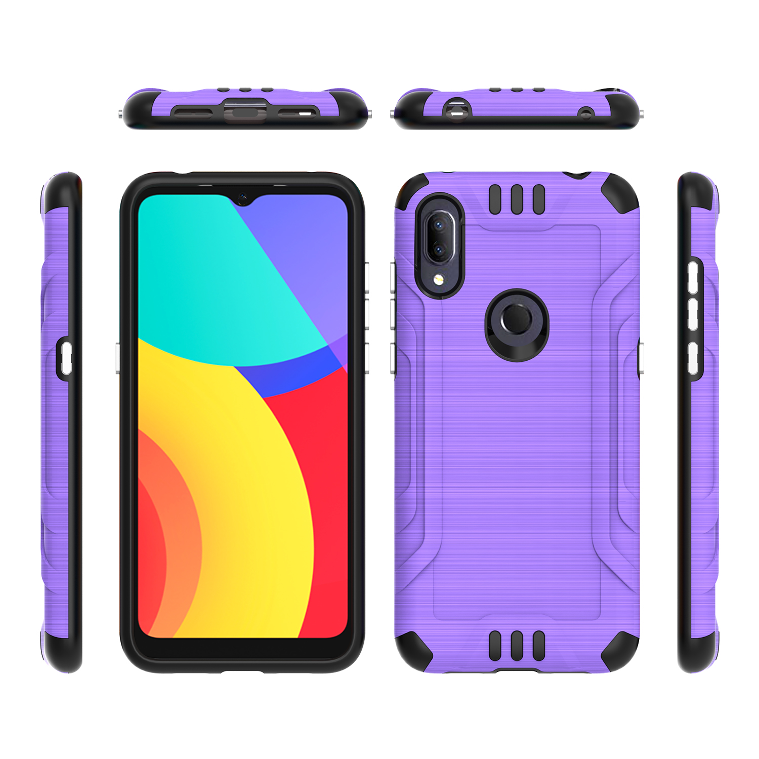 Funda protectora de textura cepillo metálico con armadura de doble capa híbrida para Alcatel Lumos Axel - Imagen 47 de 48