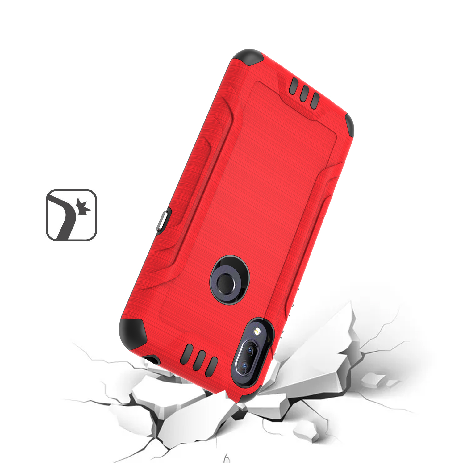 Funda protectora de textura cepillo metálico con armadura de doble capa híbrida para Alcatel Lumos Axel - Imagen 24 de 48