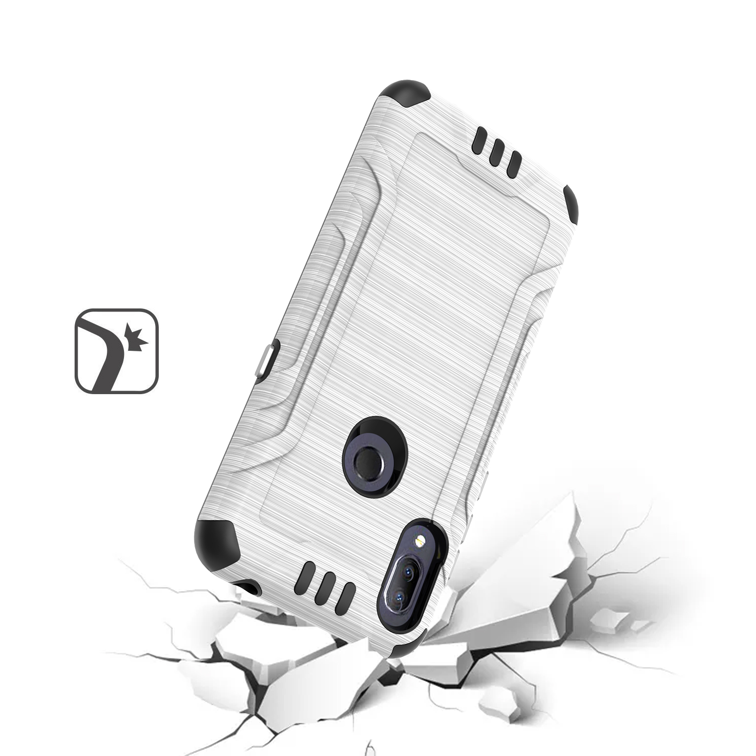 Funda protectora de textura cepillo metálico con armadura de doble capa híbrida para Alcatel Lumos Axel - Imagen 34 de 48