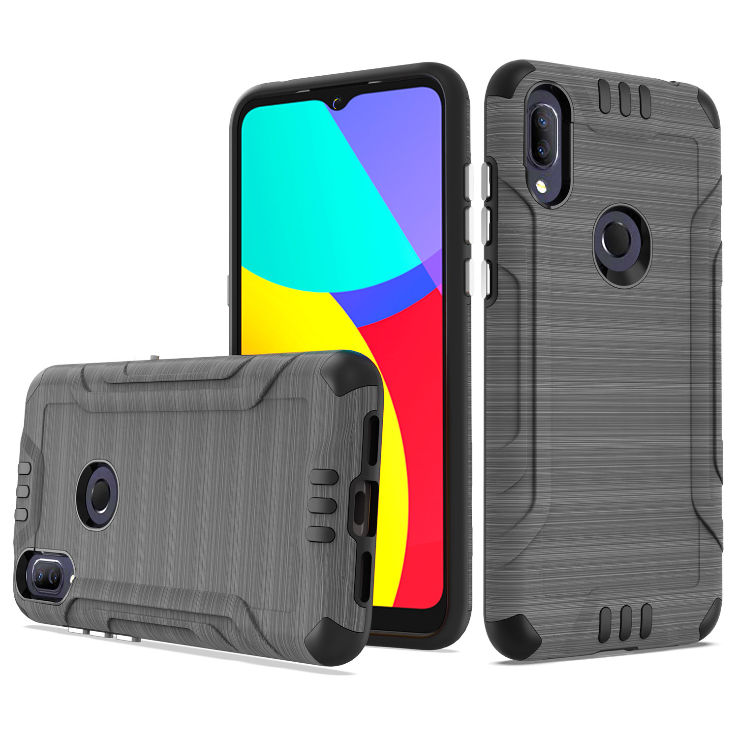Für AT&T Calypso U318AA Hybrid 2 in 1 Panzer Pinsel Textur Stoßfest Hülle Cover - Bild 36 von 84