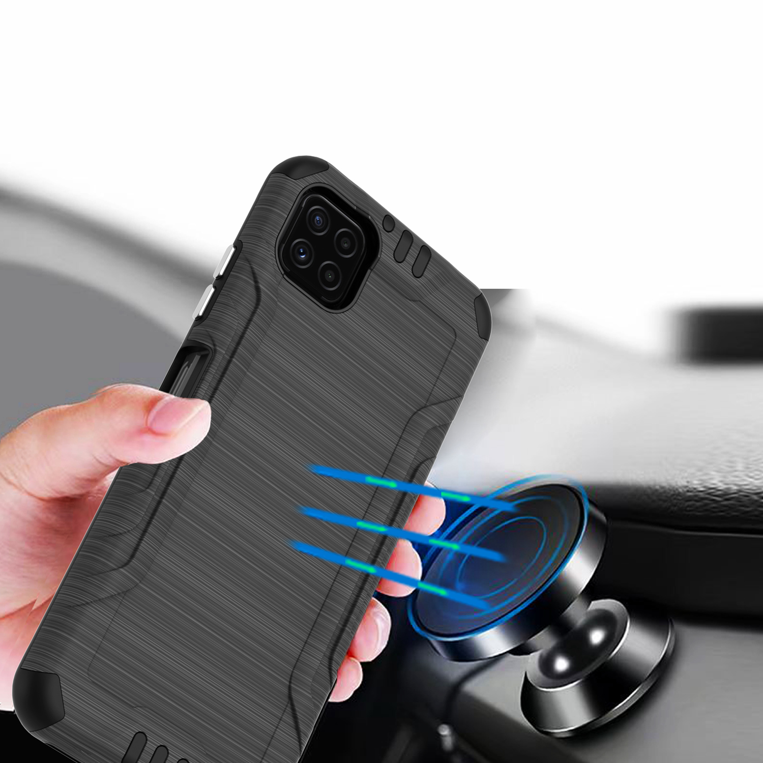 Custodia texture spazzola armatura sottile doppio strato ibrida per Boost Mobile Celero 5G - Foto 35 di 84