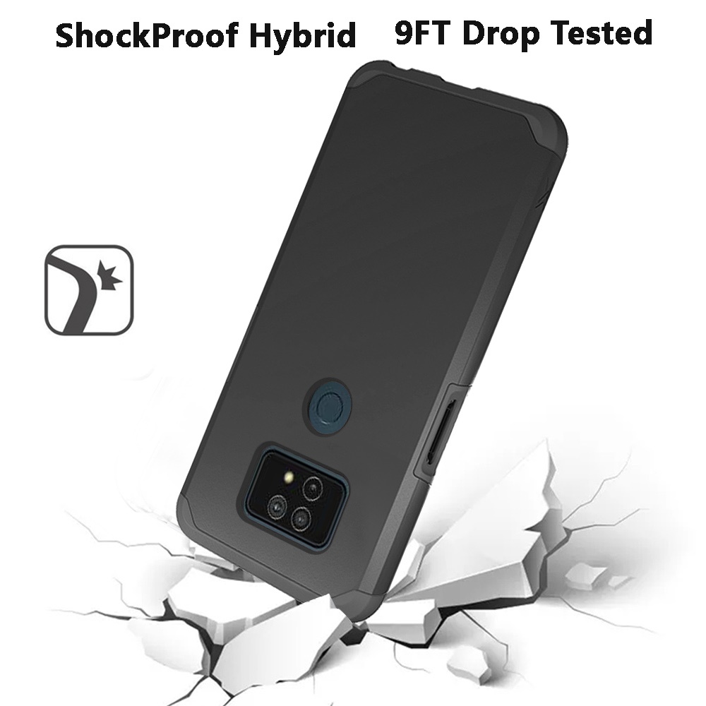 For Cricket Dream 5G Slim Shockproof Hybrid Dual Layer PC + TPU Armor Case Cover - Picture 10 of 65