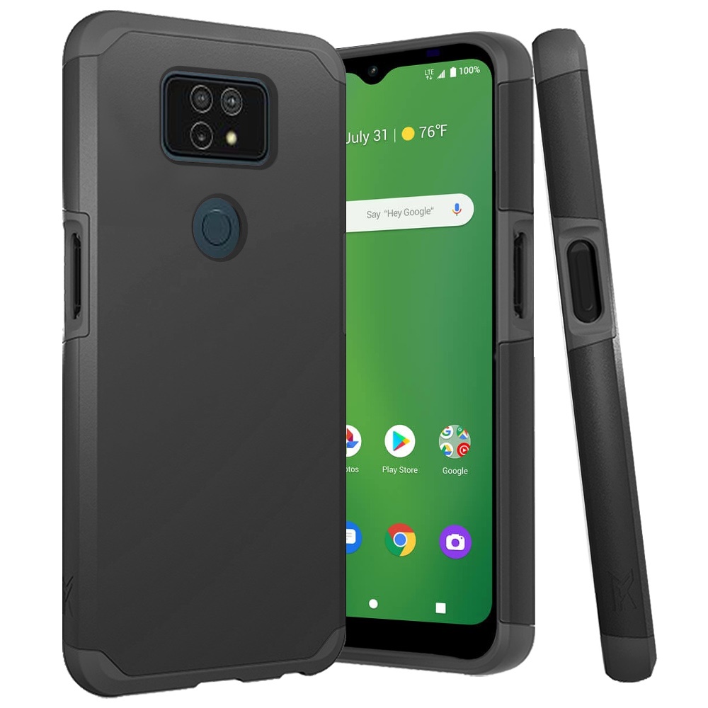 For Cricket Dream 5G Slim Shockproof Hybrid Dual Layer PC + TPU Armor Case Cover - Picture 12 of 65