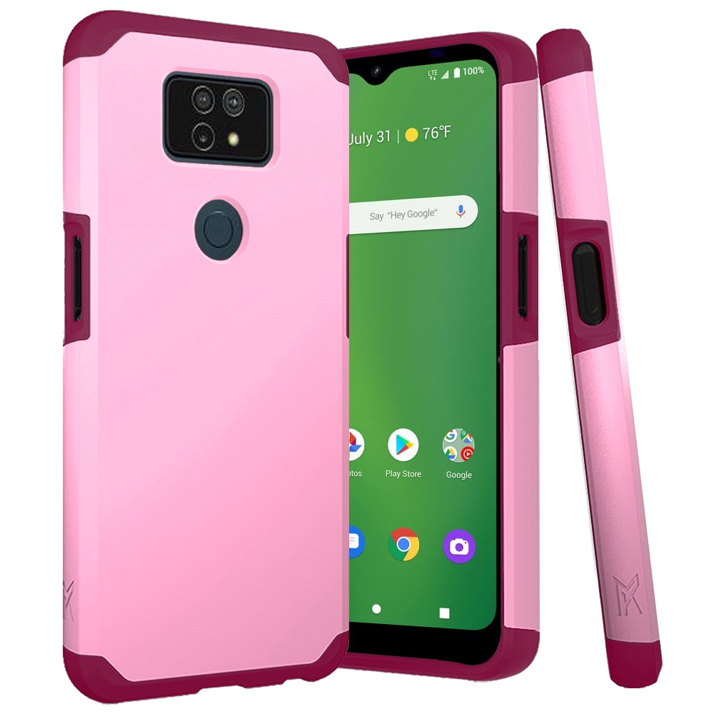 For Cricket Dream 5G Slim Shockproof Hybrid Dual Layer PC + TPU Armor Case Cover - Picture 36 of 65