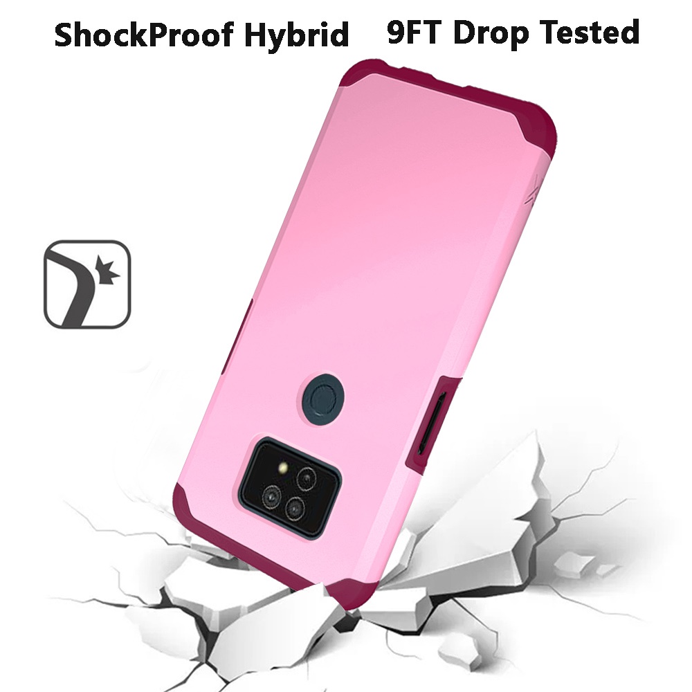 For Cricket Dream 5G Slim Shockproof Hybrid Dual Layer PC + TPU Armor Case Cover - Picture 34 of 65